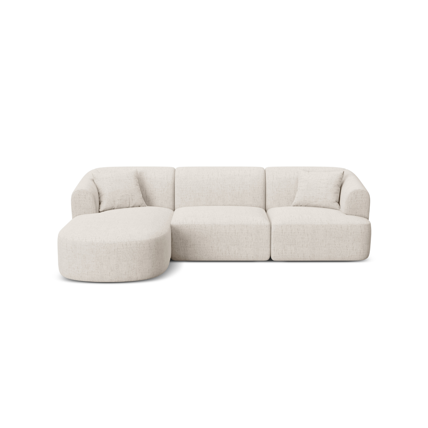 Left-sided 4-seater corner sofa CAMPI cream chenille