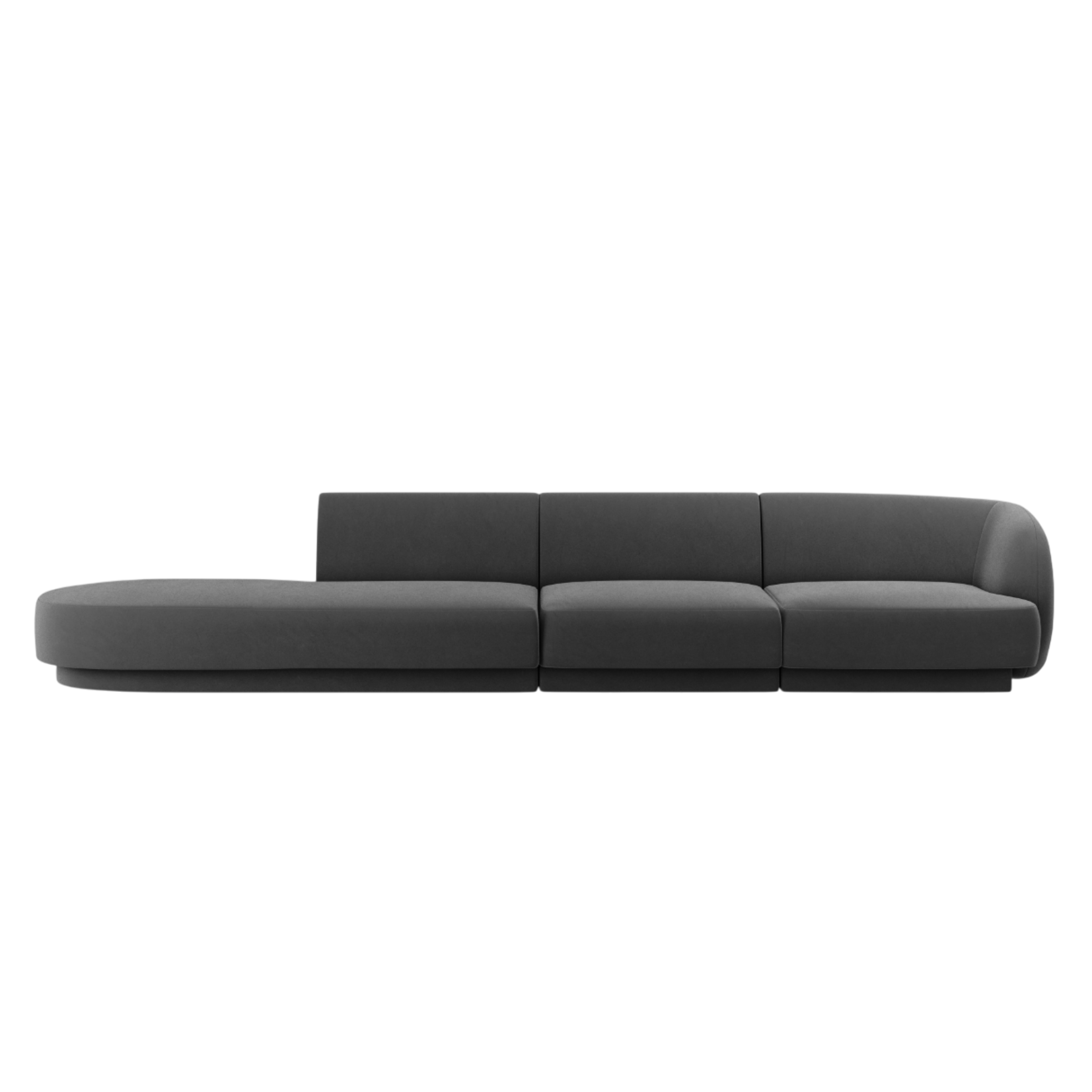 Open left-sided velvet sofa for 4 people MILEY light gray