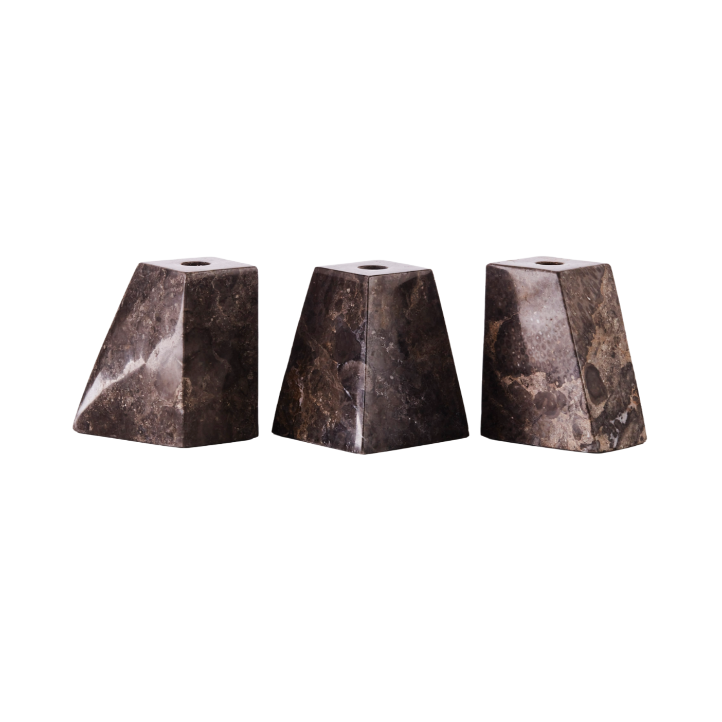 Set von Kerzenhaltern PYRAMID grauer Marmor