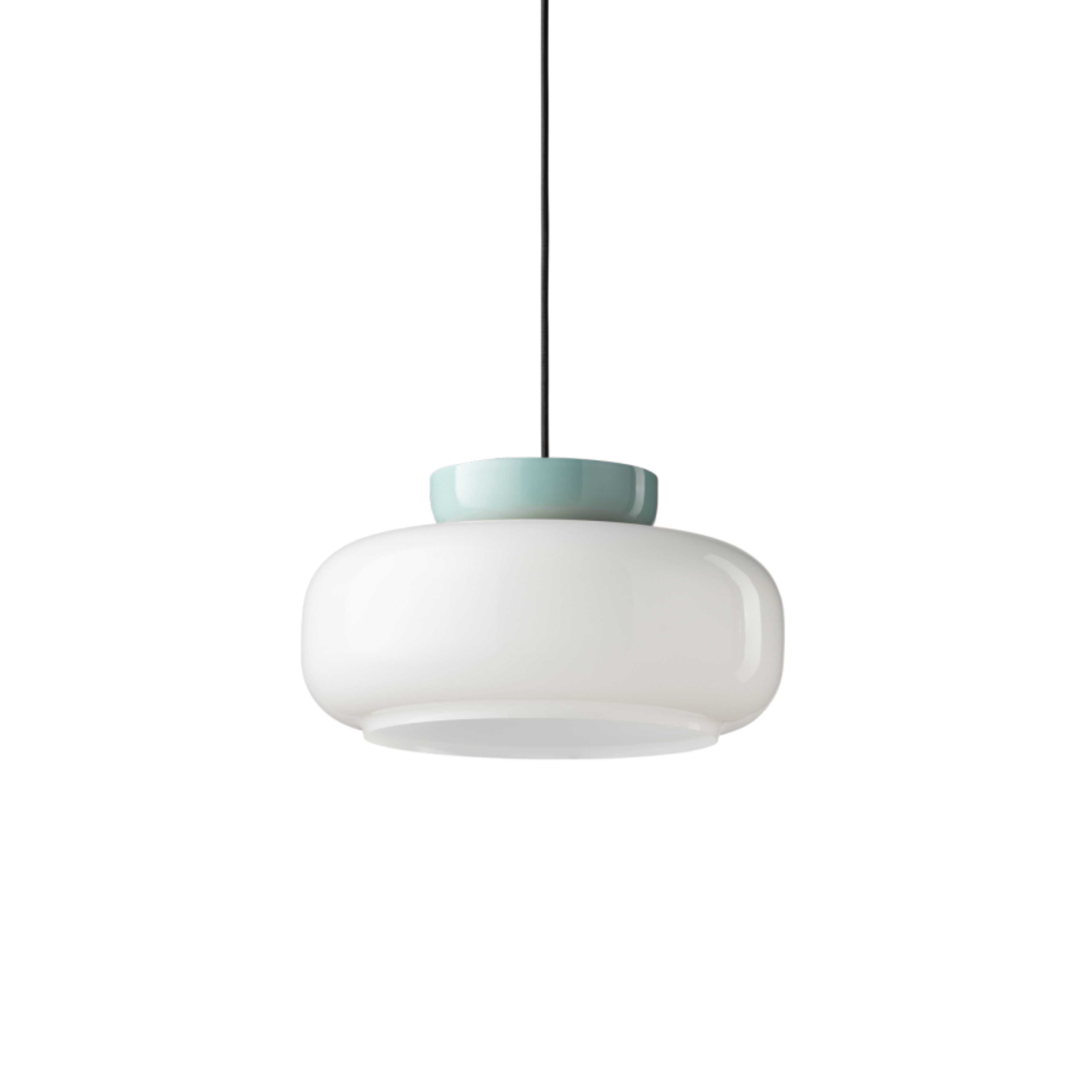 MARACANÀ milk-colored ceramic pendant lamp with blue accents