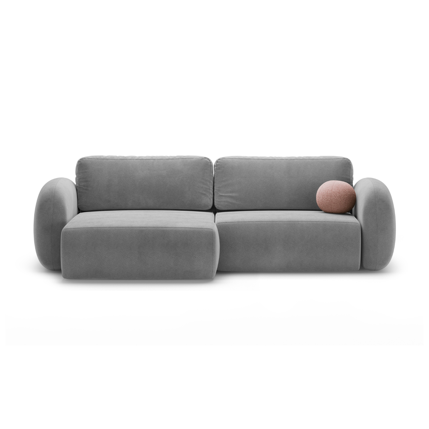 Universal velvet corner sofa with sleeping function for 4 people TONALE dark gray