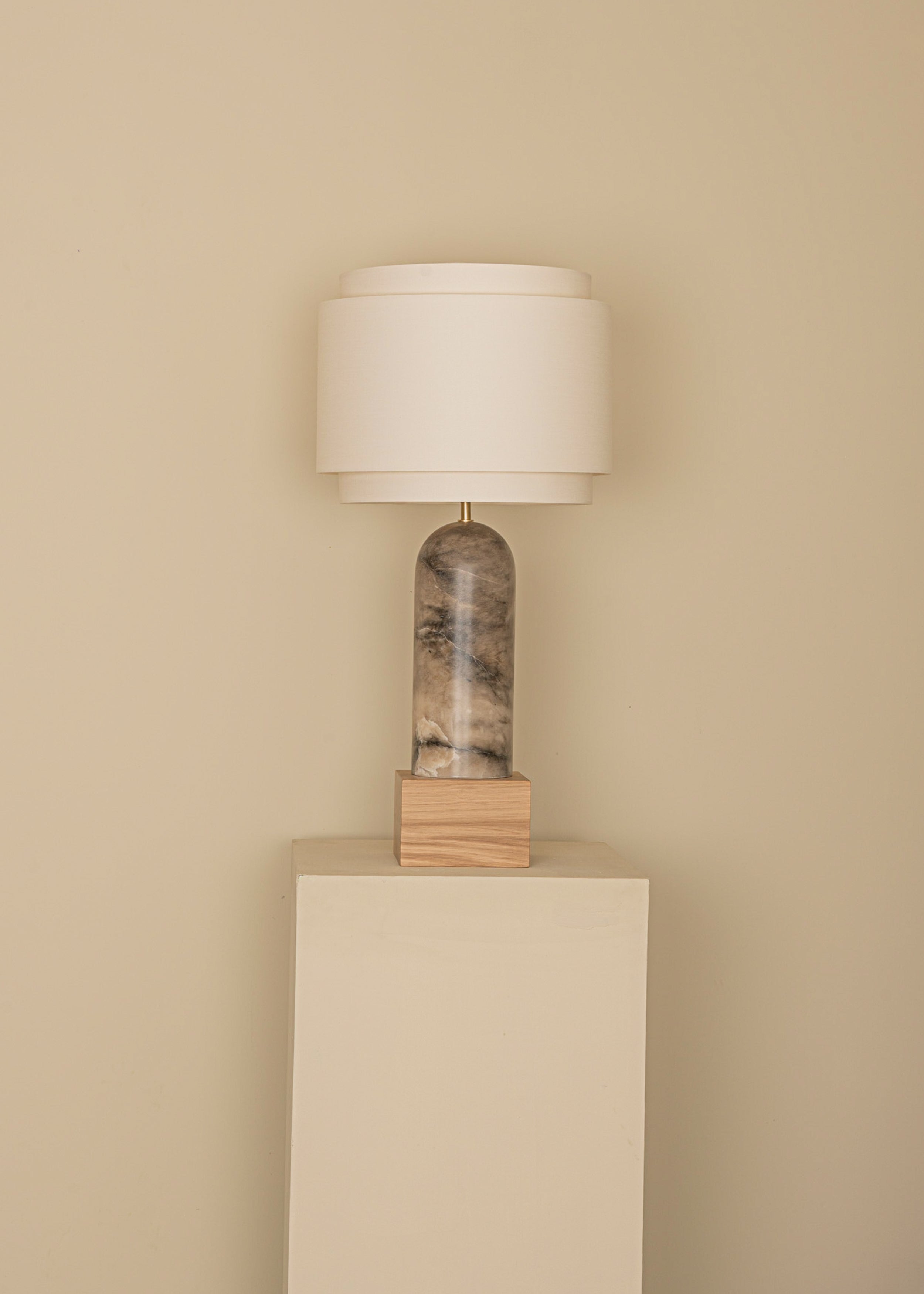 PURA KELO DOUBLE Table Lamp Dark Beige Alabaster