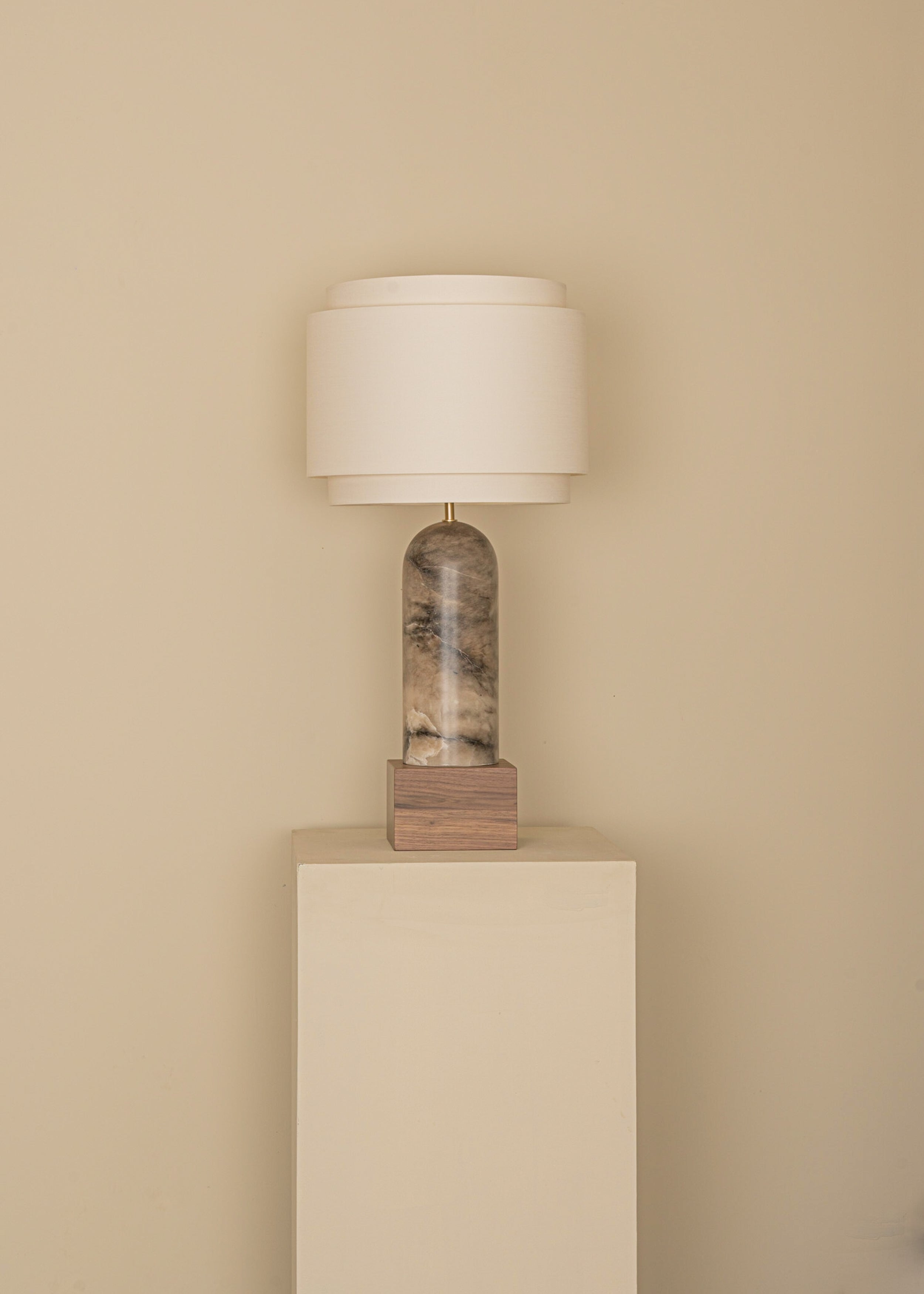 PURA KELO DOUBLE Table Lamp Dark Beige Alabaster