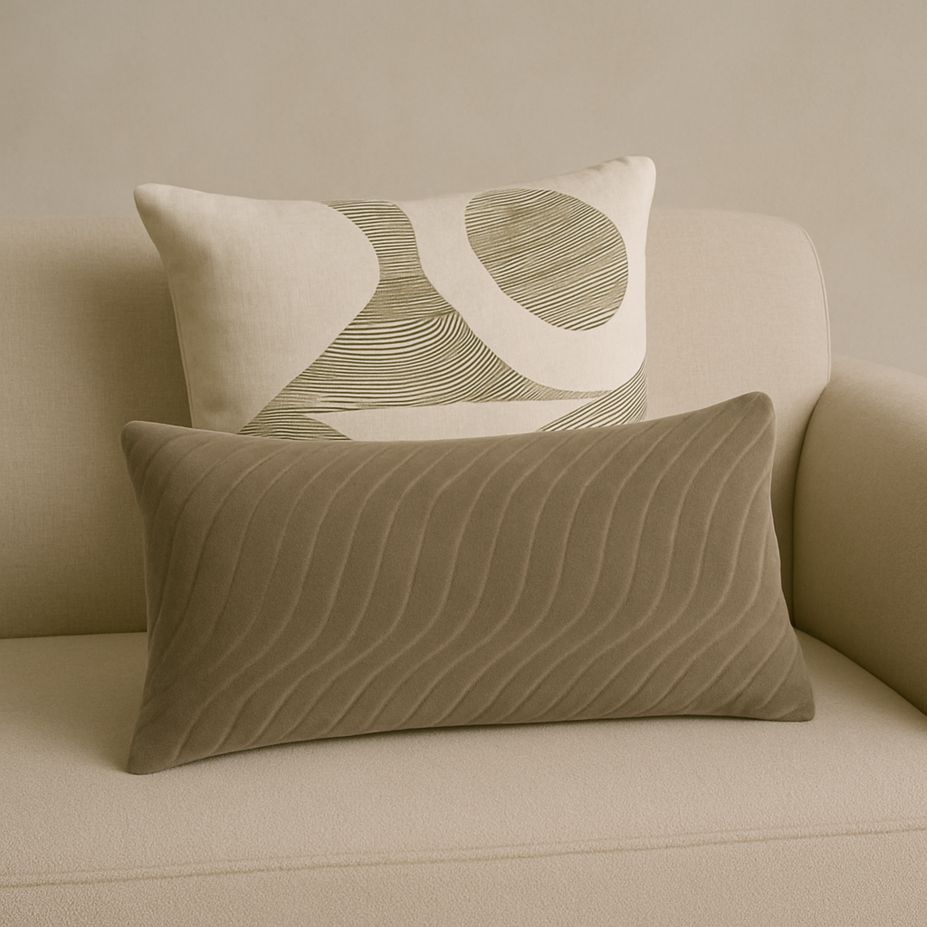 Quilted pillow beige