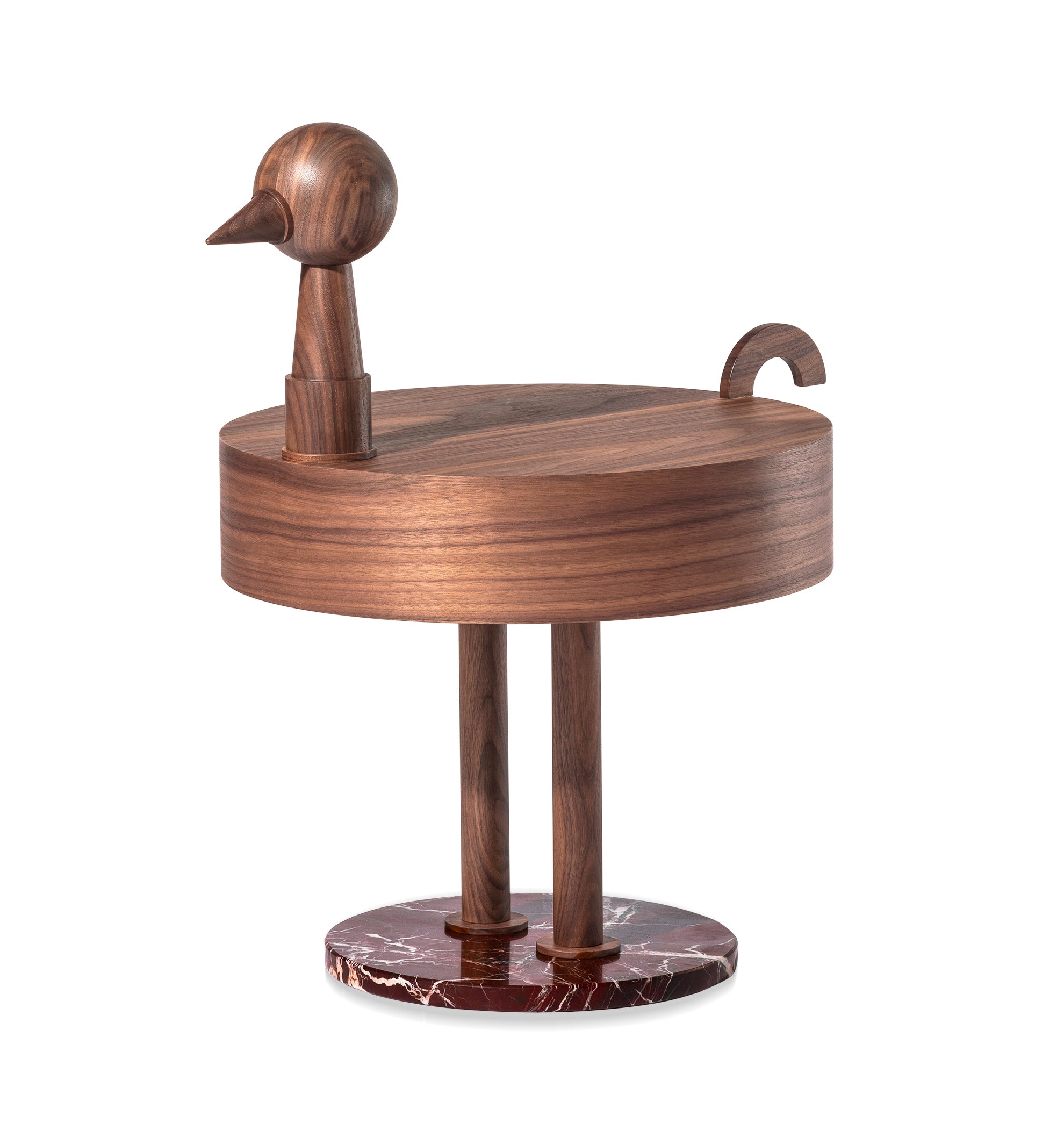 Kaffeetisch RARA AVIS Nussbaumfurnier mit Marmorbasis