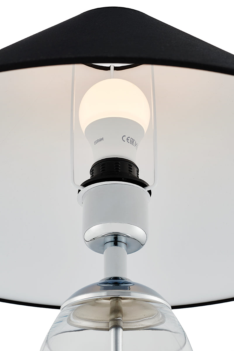 REA table lamp black with transparent base and silver finish