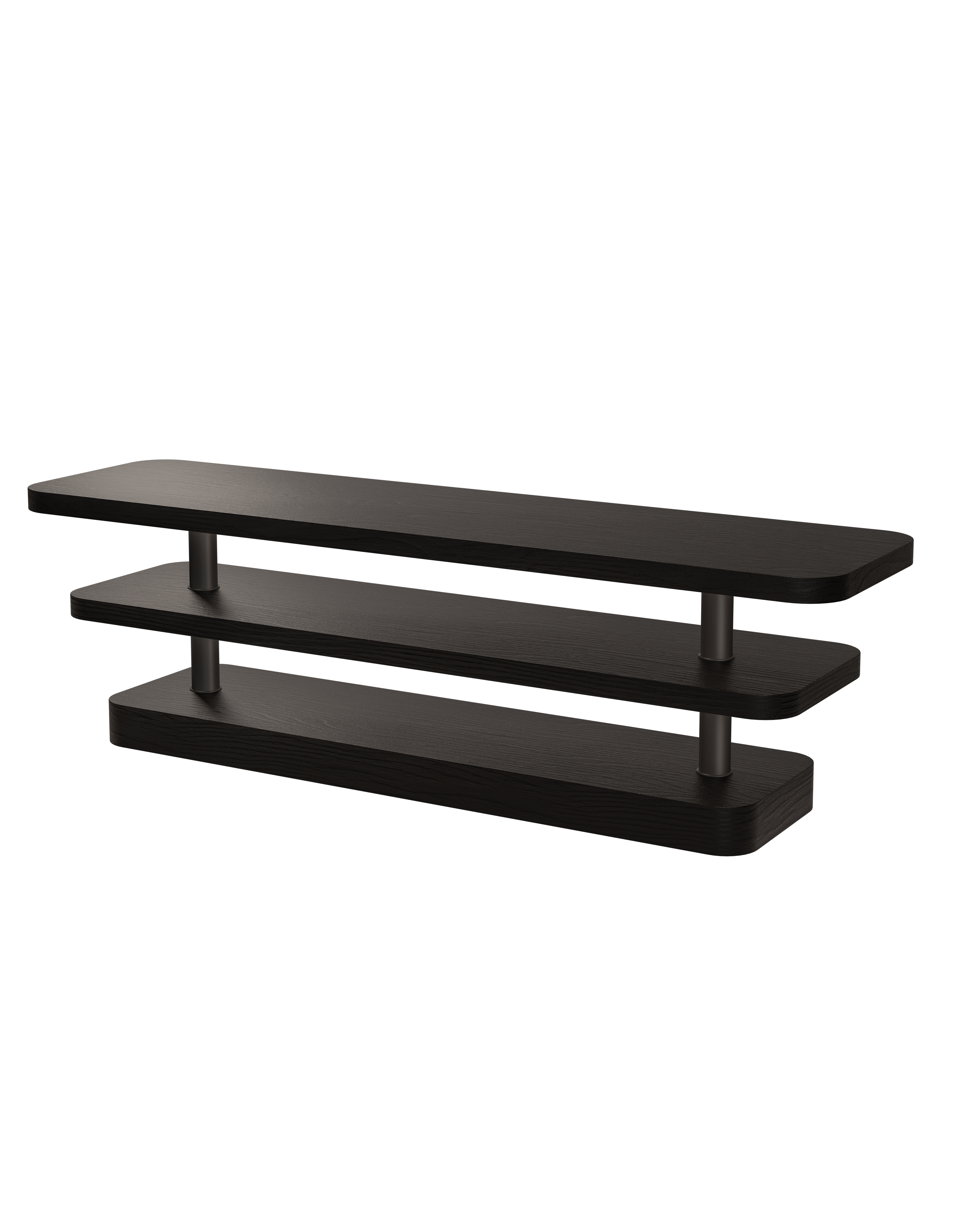 RTV-kast REL zwart met fineer