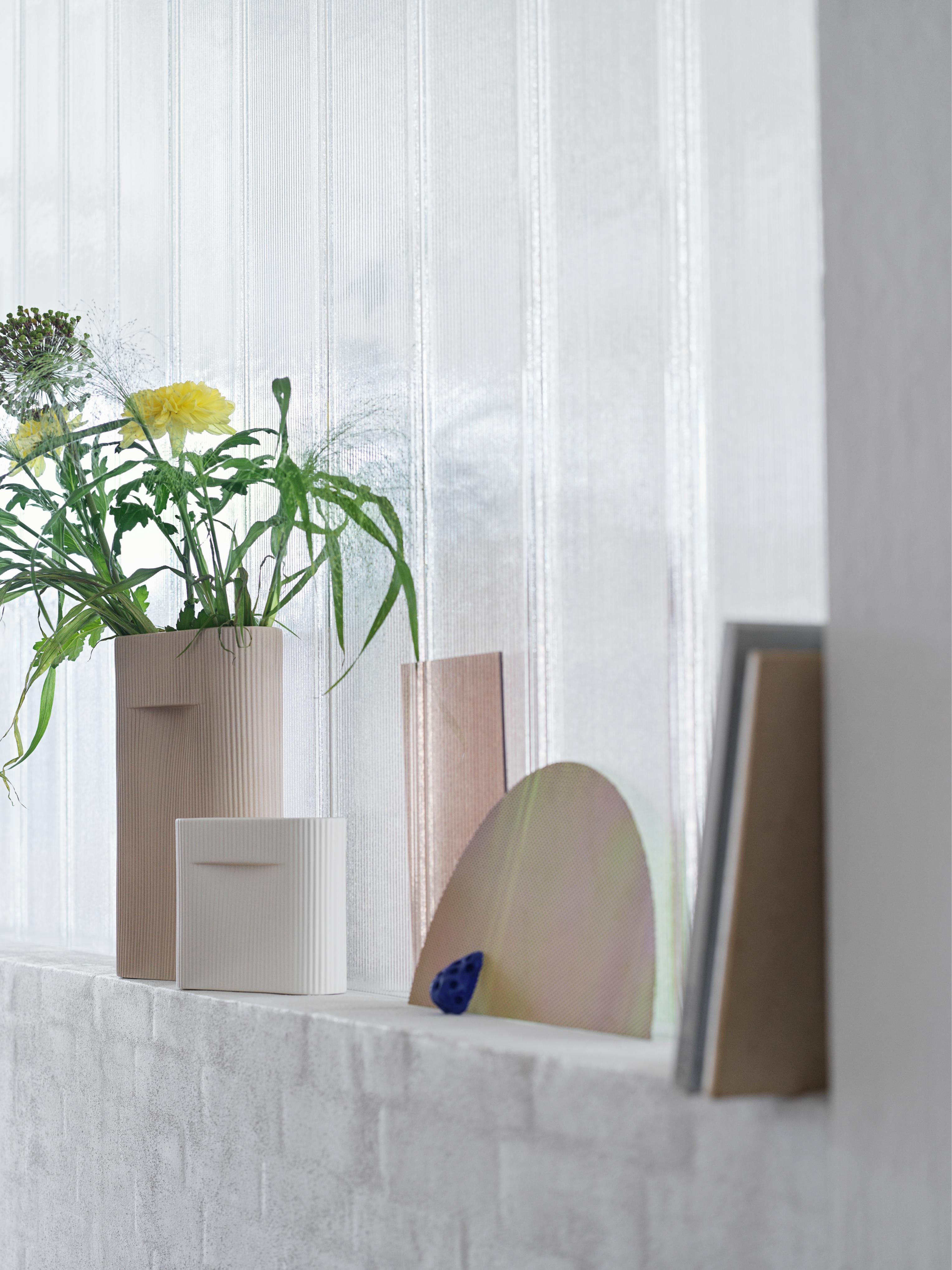 Beige keramische vaas RIDGE