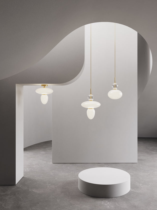 Pendelleuchte RIZZATTO 32 messing mit opalem Glas