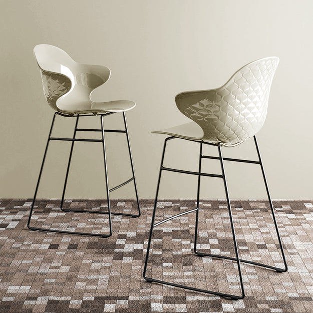 Bar Stool SAINT TROPEZ with Brown Seat and Black Metal Base