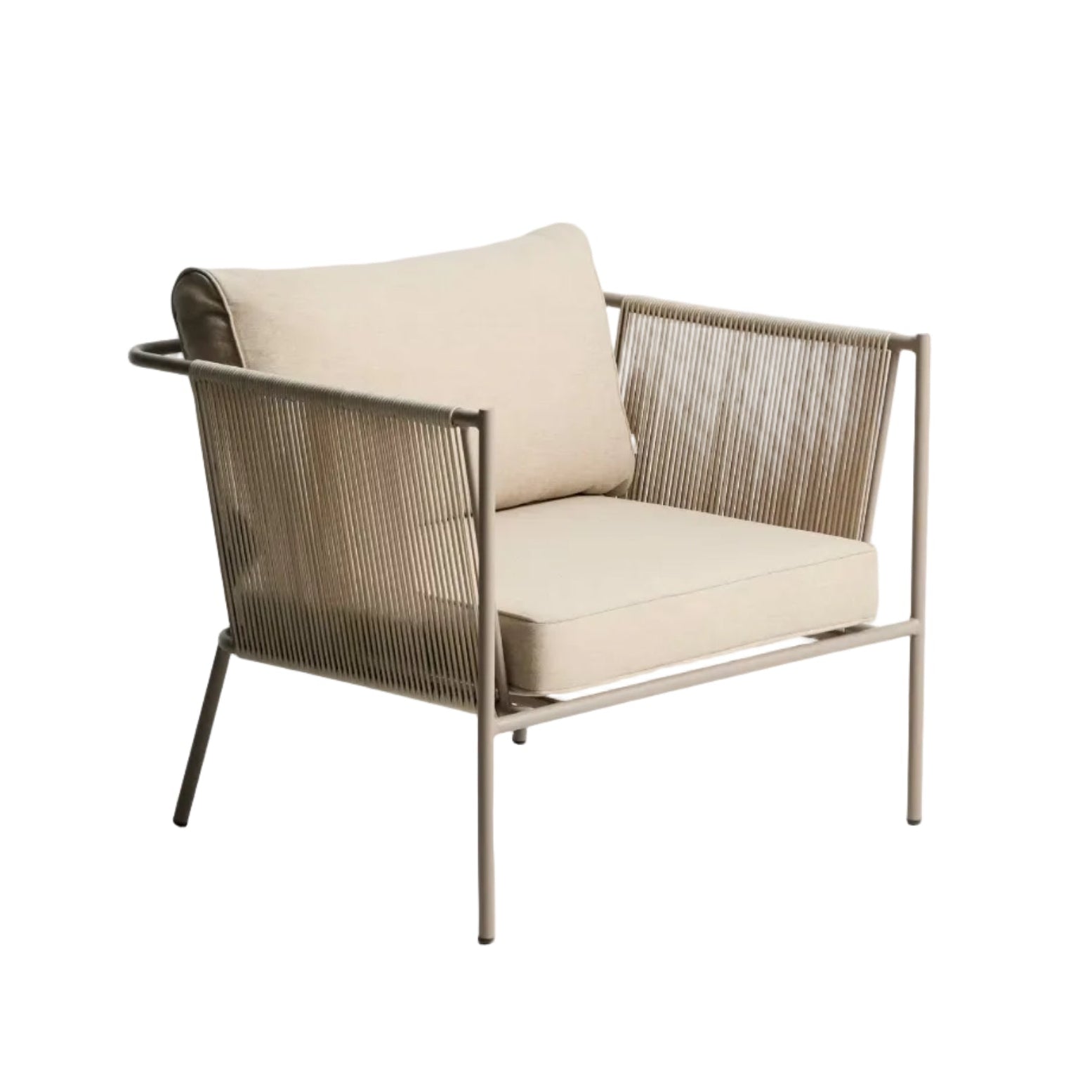 ZIVIA Outdoor Armchair in Taupe Rope with Steel Base