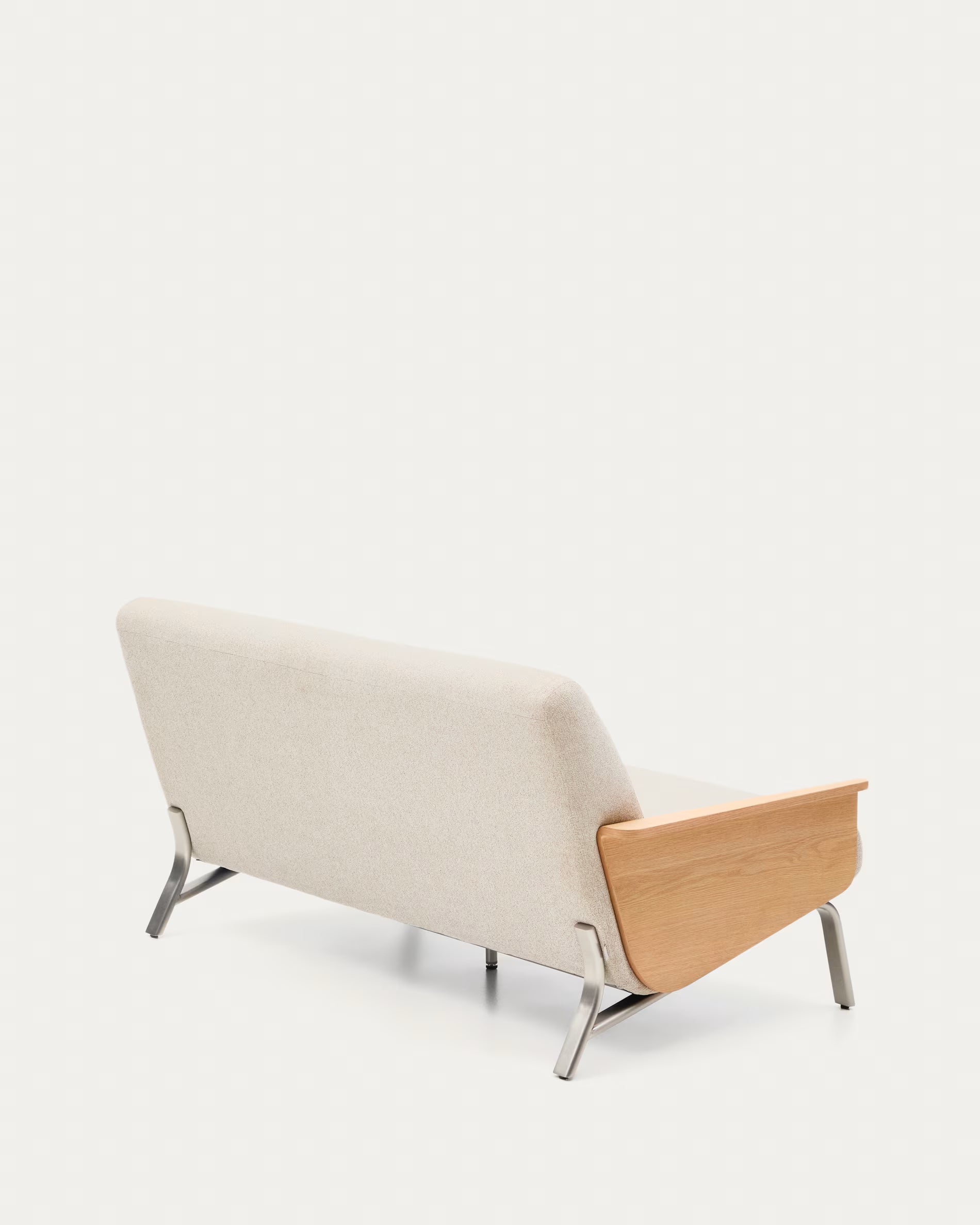 Sofa 2-zits AMSEN beige met eiken multiplex en stalen basis