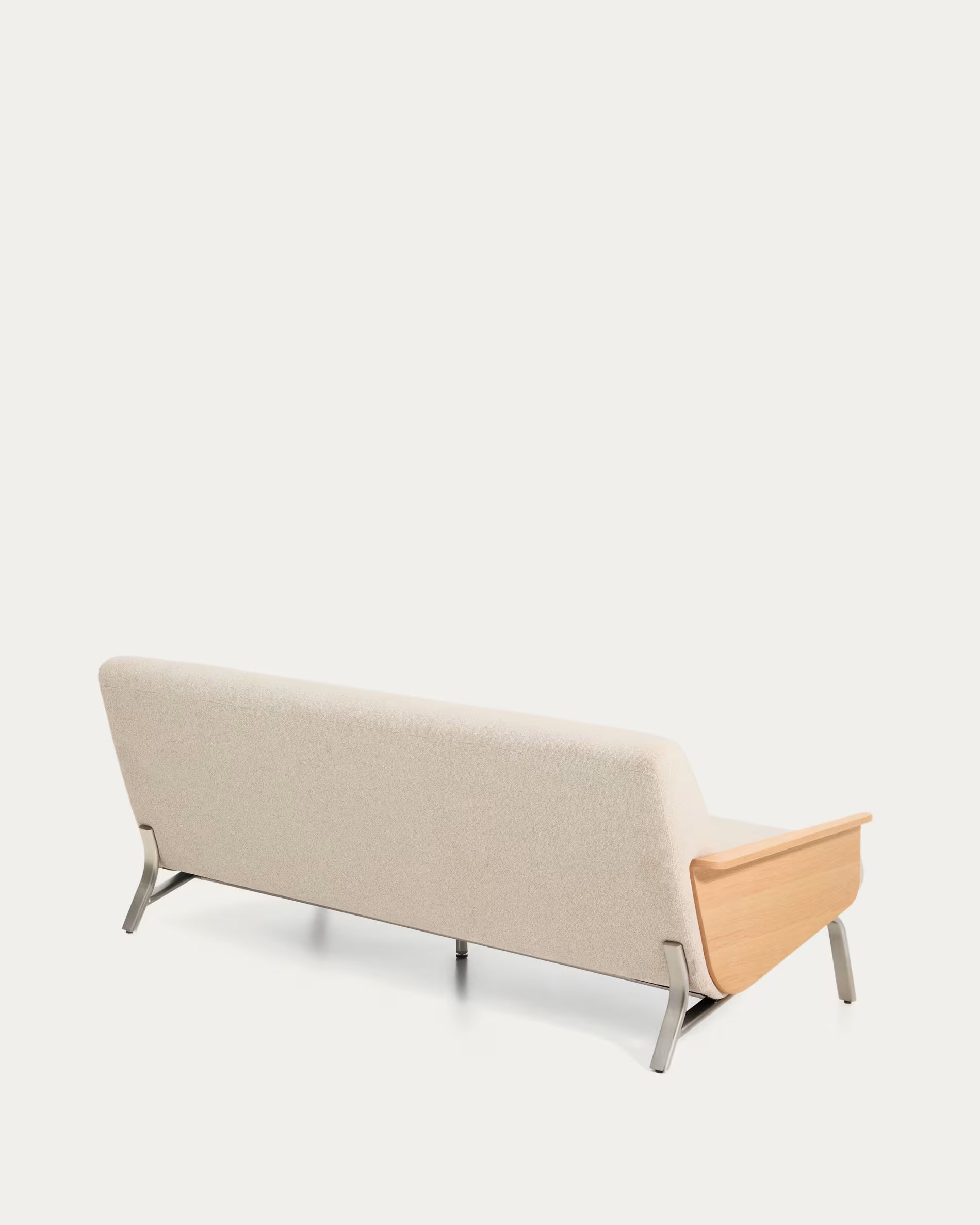 3-seater Sofa AMSEN beige with oak plywood and steel base