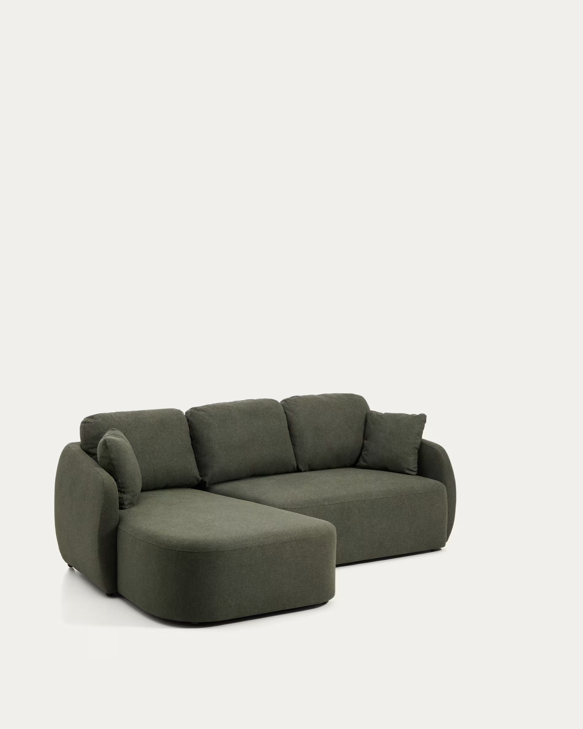 Links hoekbank voor 3 personen met slaapfunctie LAIRA donkergroen