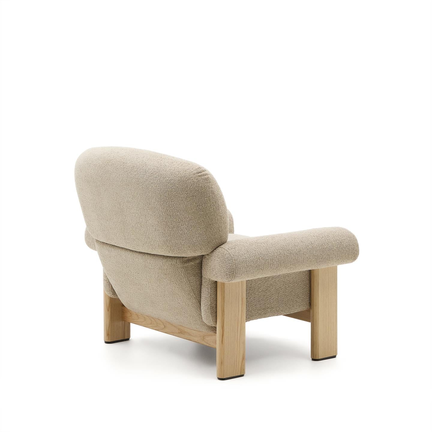 Beige szenil fauteuil NEMA met essen basis