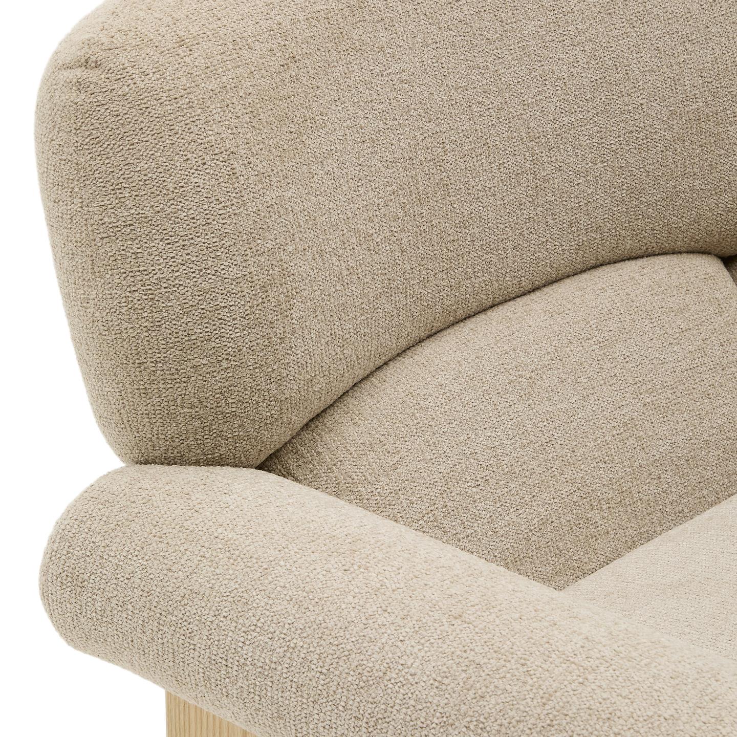 Beige szenil fauteuil NEMA met essen basis
