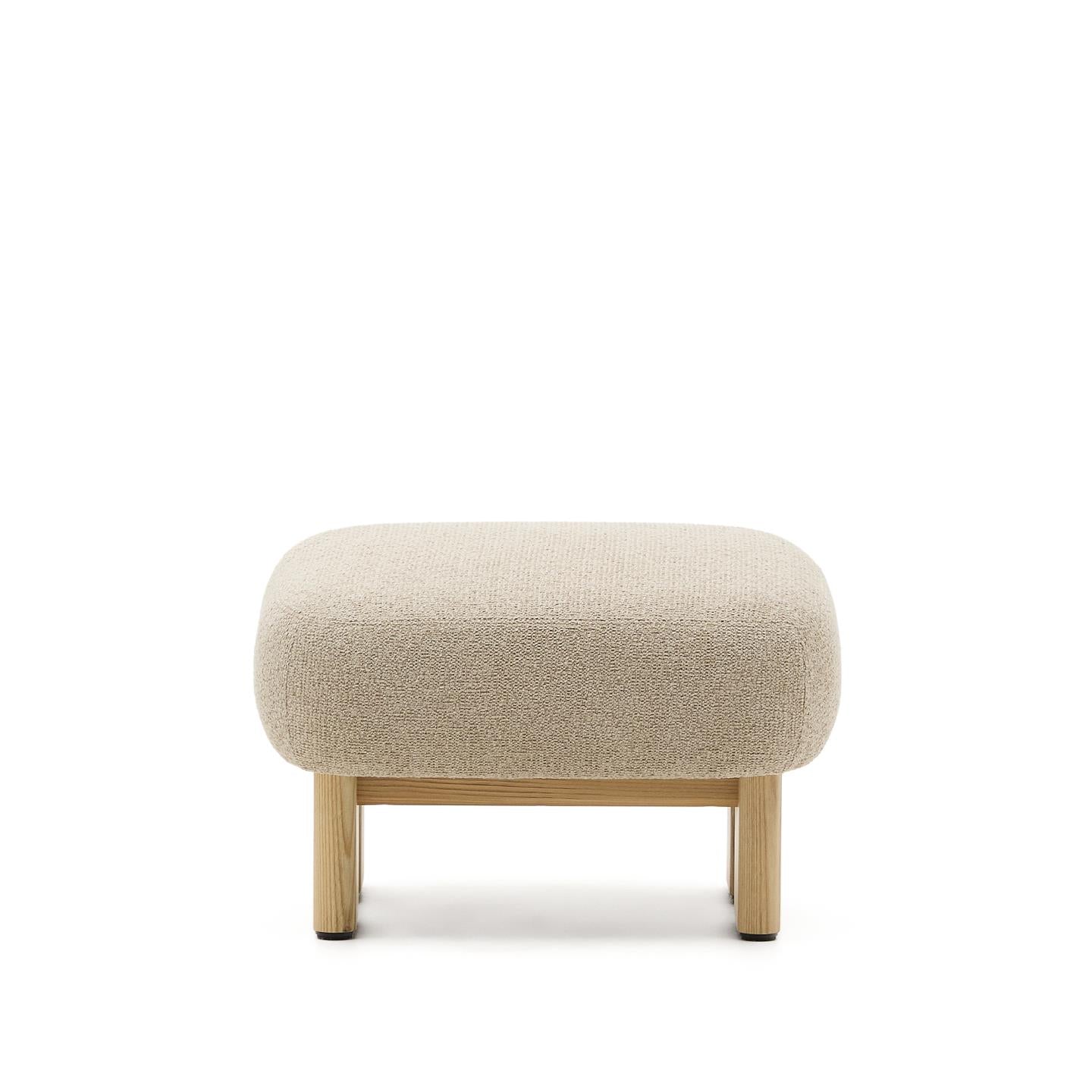 Puf NEMA beige chenille met een essen basis