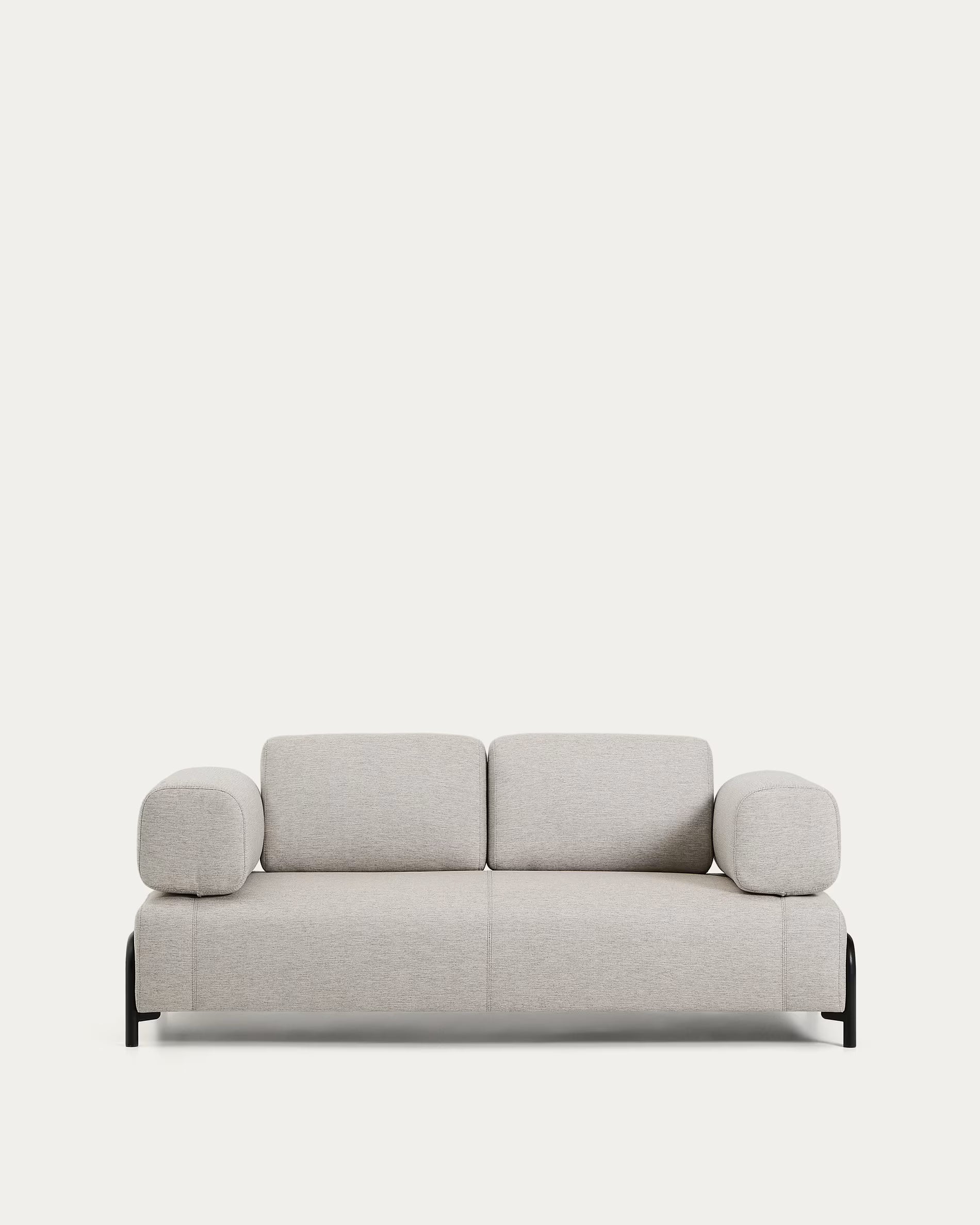 2-seater sofa with armrests COMPO gray-beige with black base