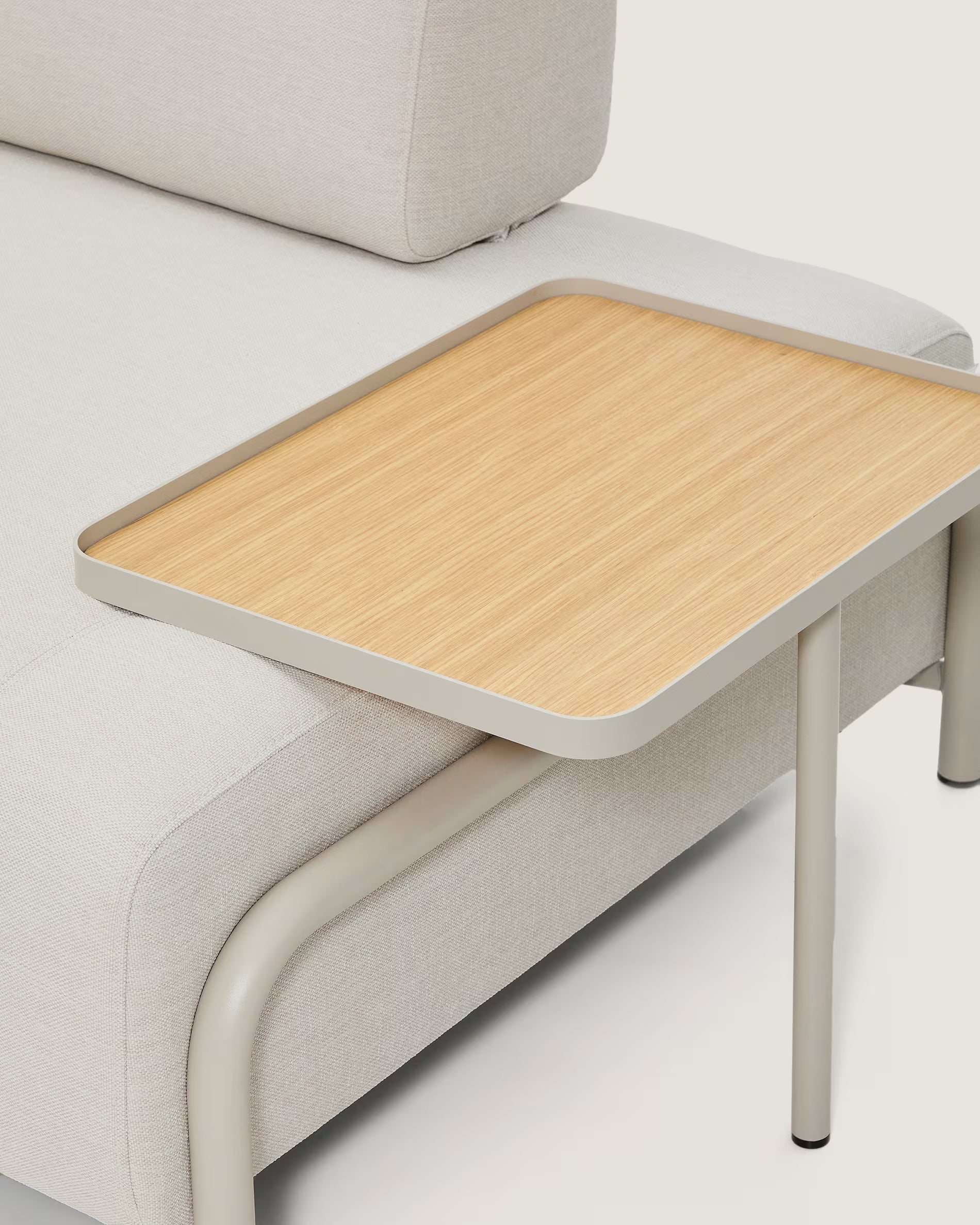 Sofa 2-sitzig links mit Regal COMPO beige mit beigem Sockel