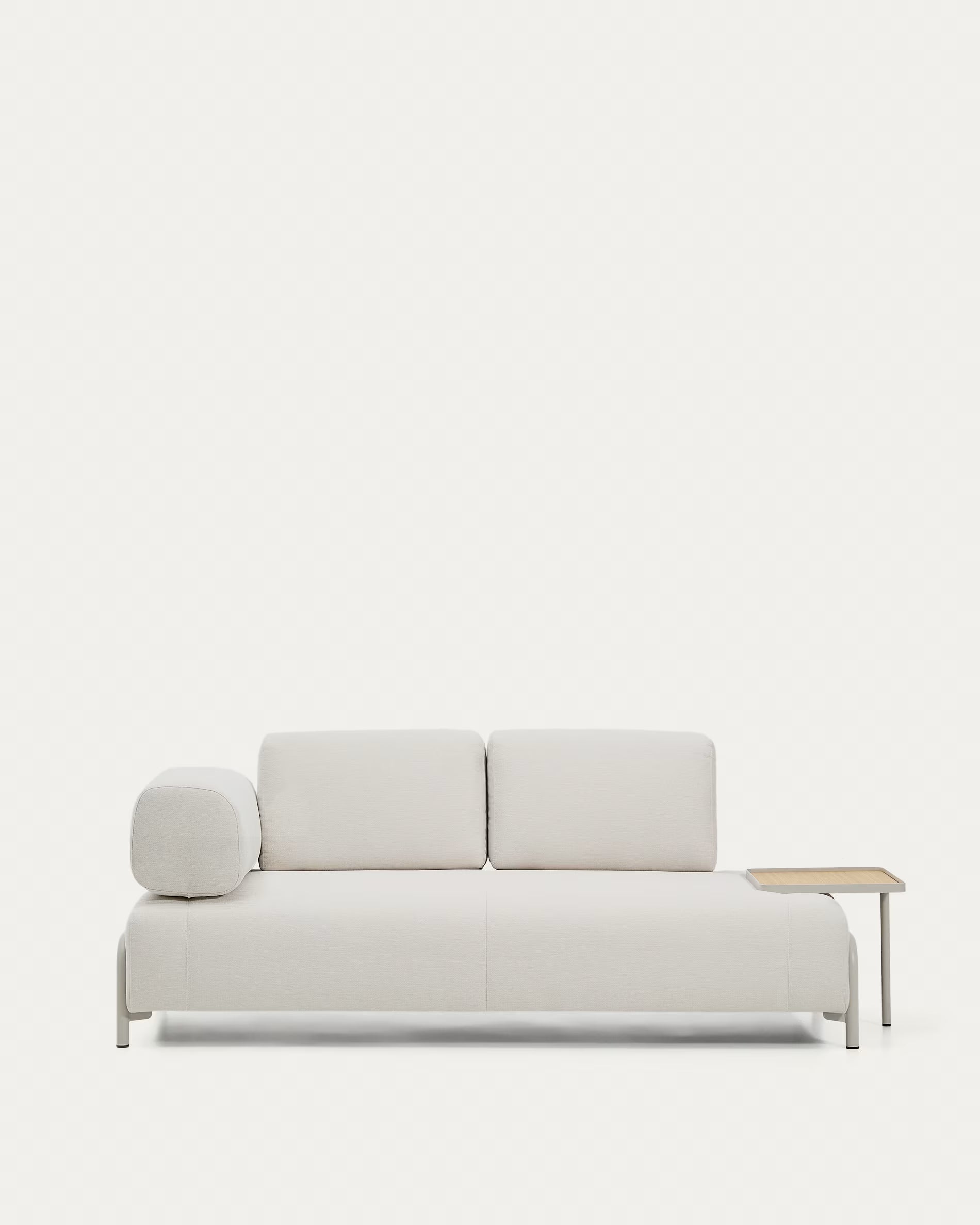 Sofa 2-sitzig links mit Regal COMPO beige mit beigem Sockel