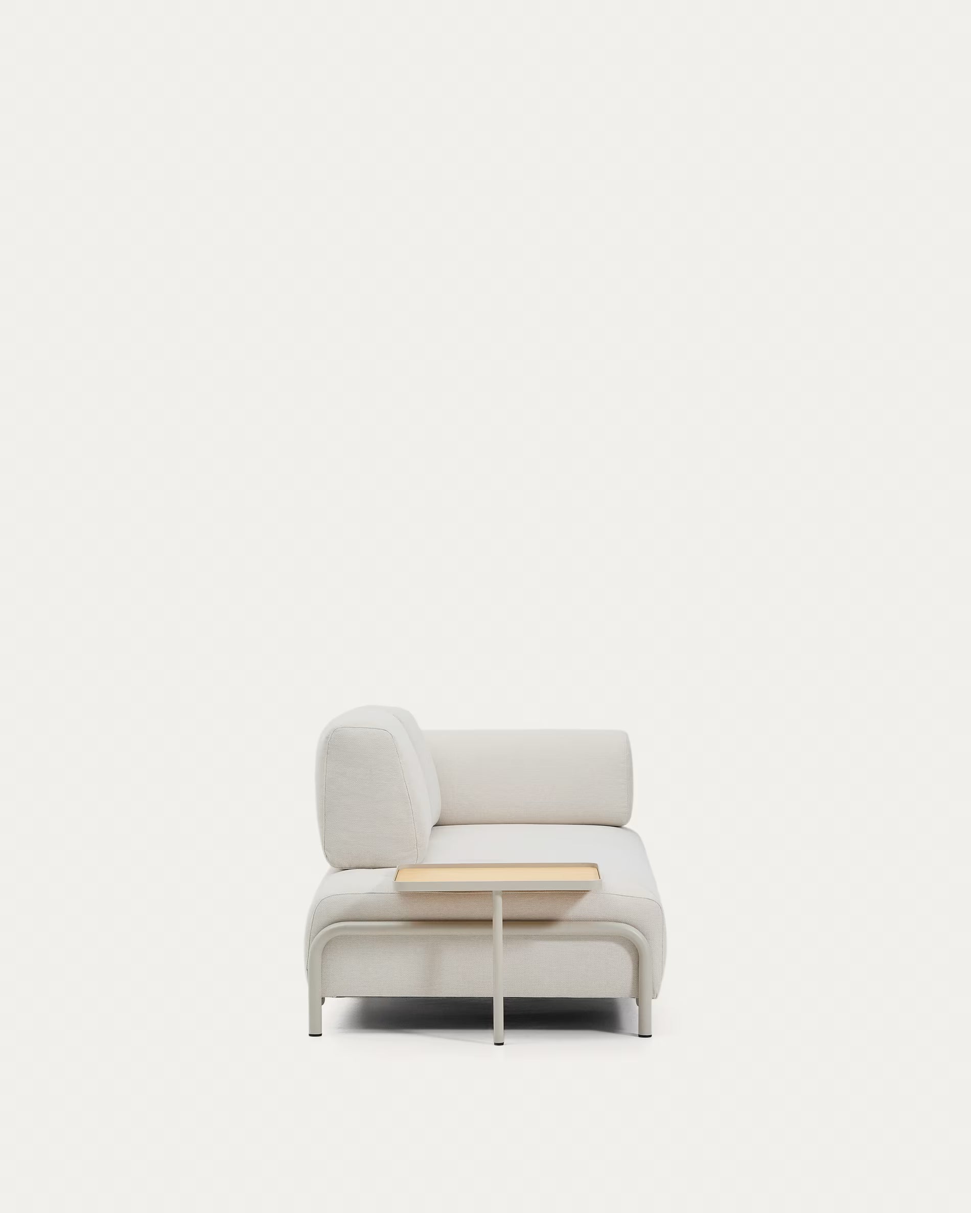 Sofa 2-sitzig links mit Regal COMPO beige mit beigem Sockel