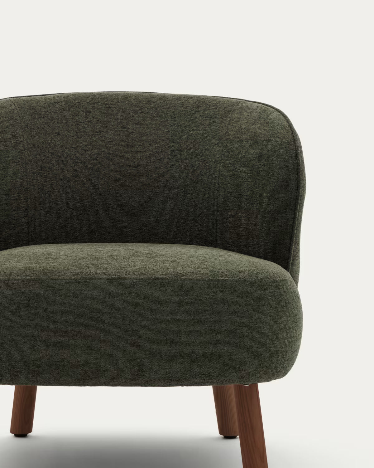 Fauteuil ULIT groen chenille met een donkere essen basis
