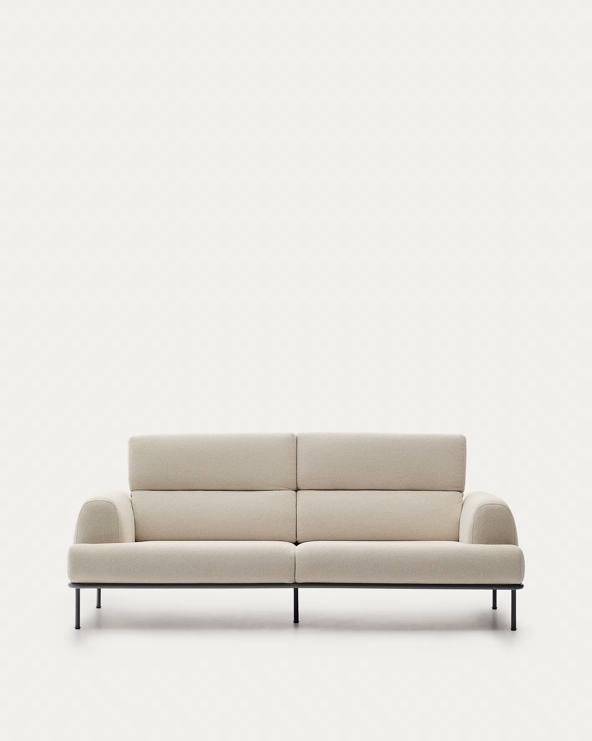 Sofa 3-zits AURUM ecru chenille met donkergrijze basis