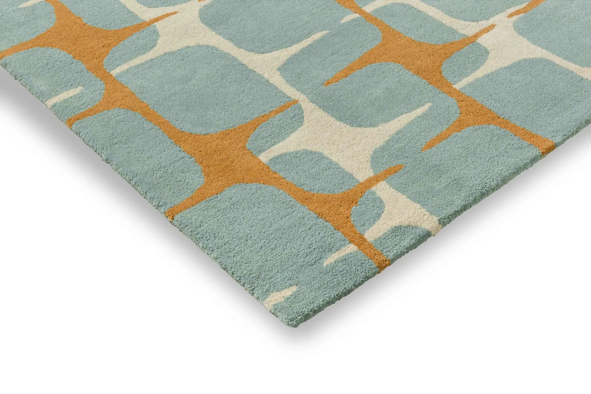 LOHKO Beige Rug with Turquoise and Orange