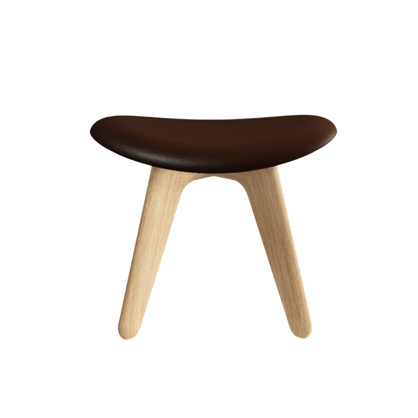 SLAB Ottoman in Brown Leather with Oak Base