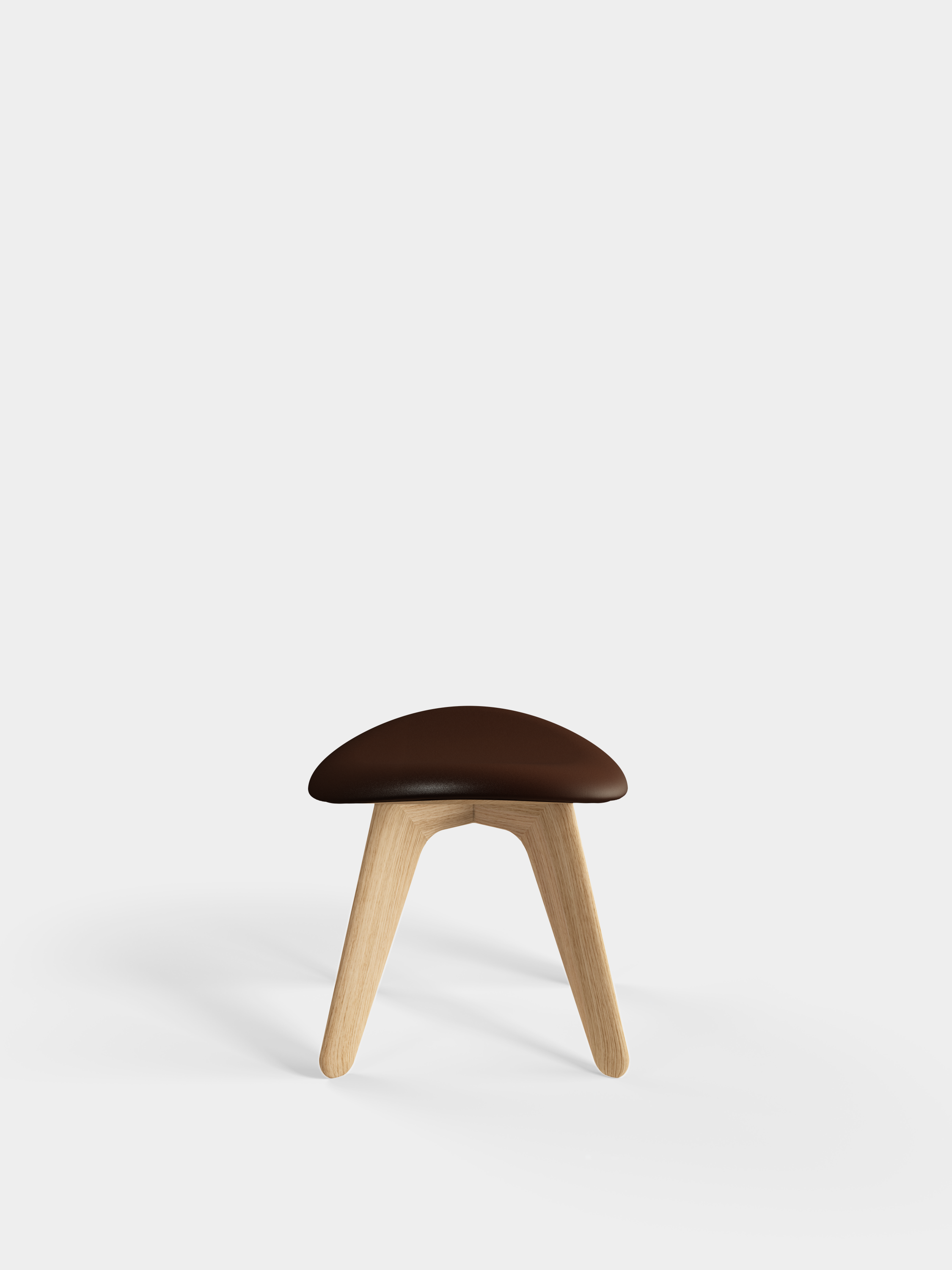 SLAB Ottoman in Brown Leather with Oak Base