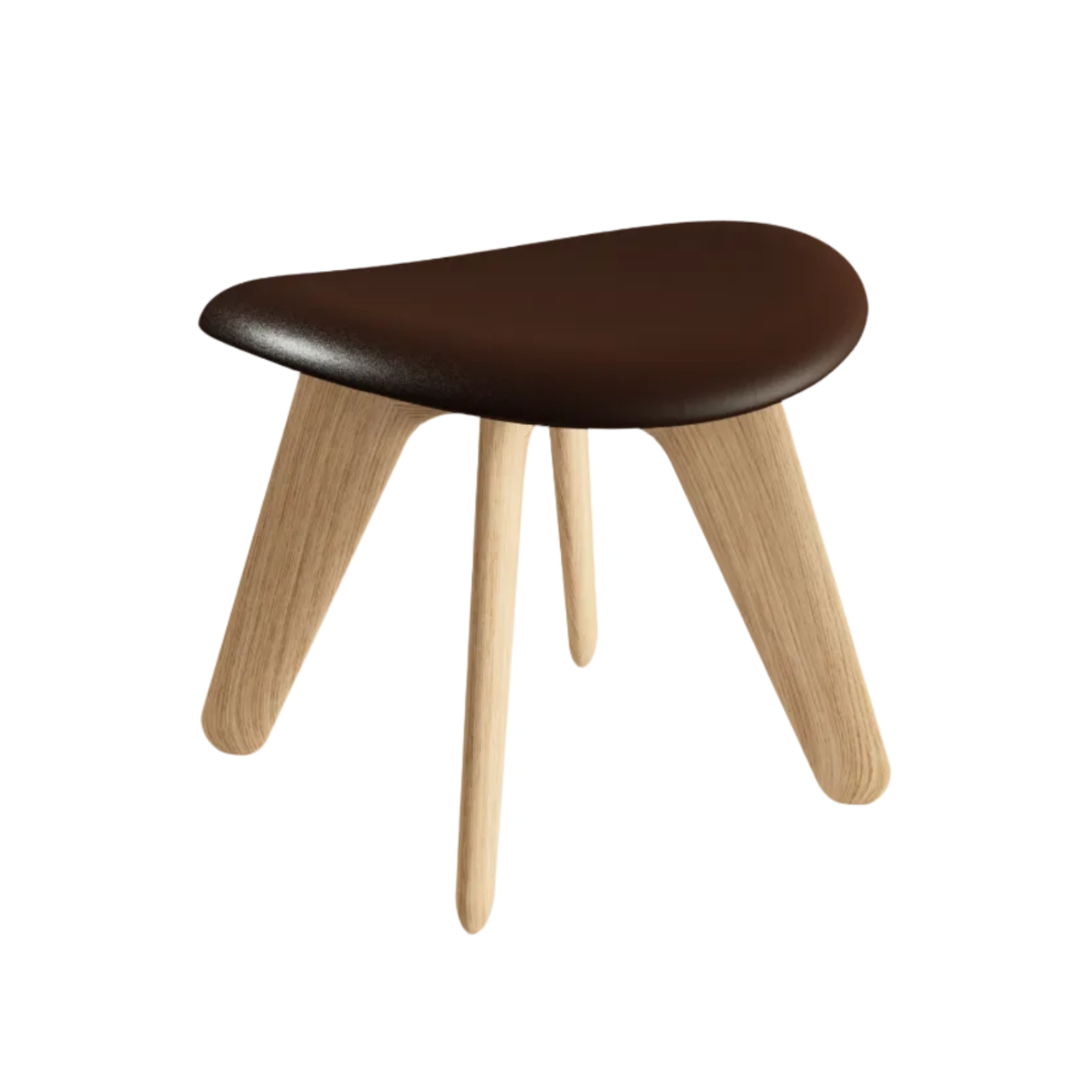 SLAB Ottoman in Brown Leather with Oak Base