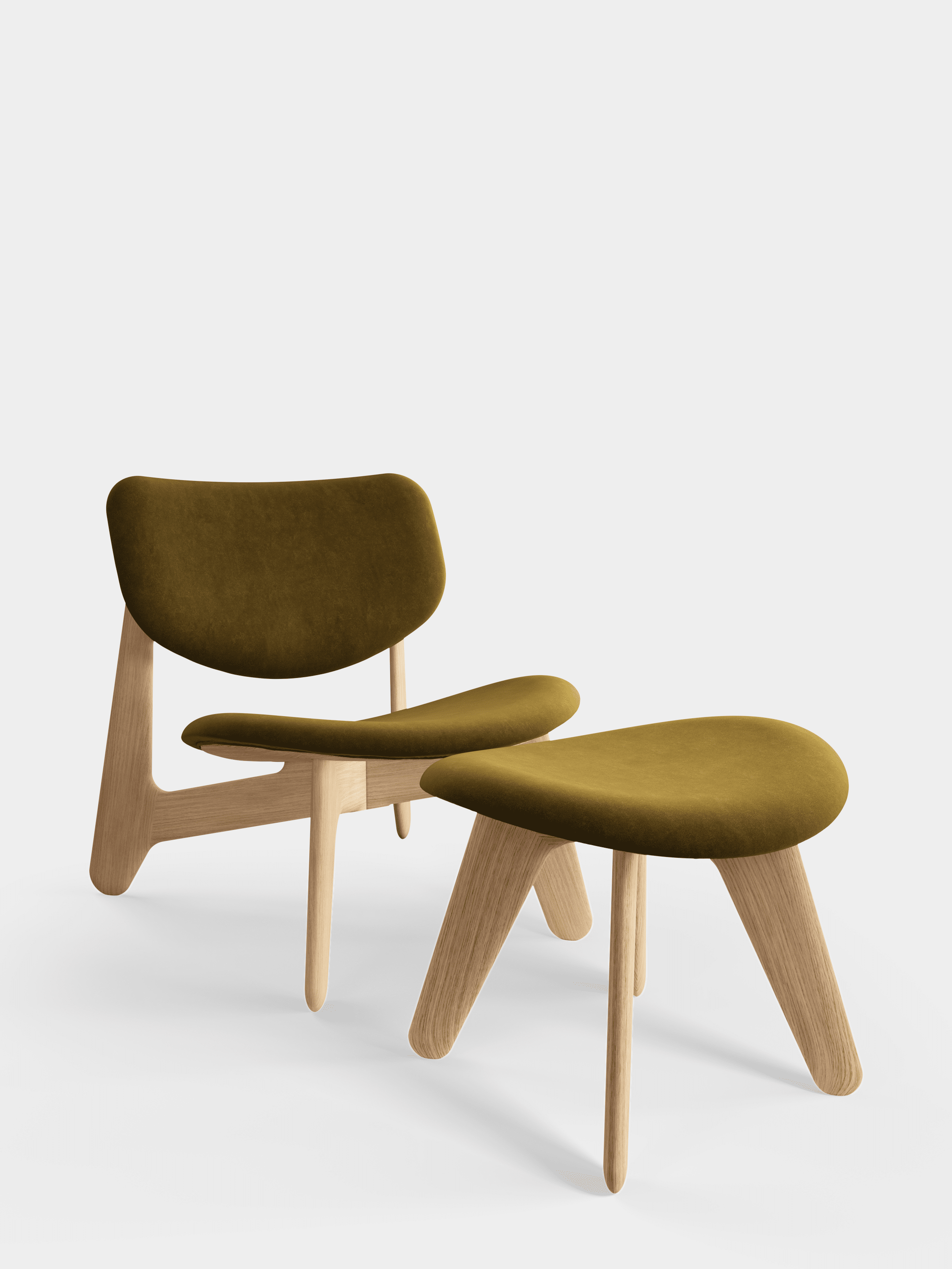 Podnóżek SLAB khaki met eiken basis