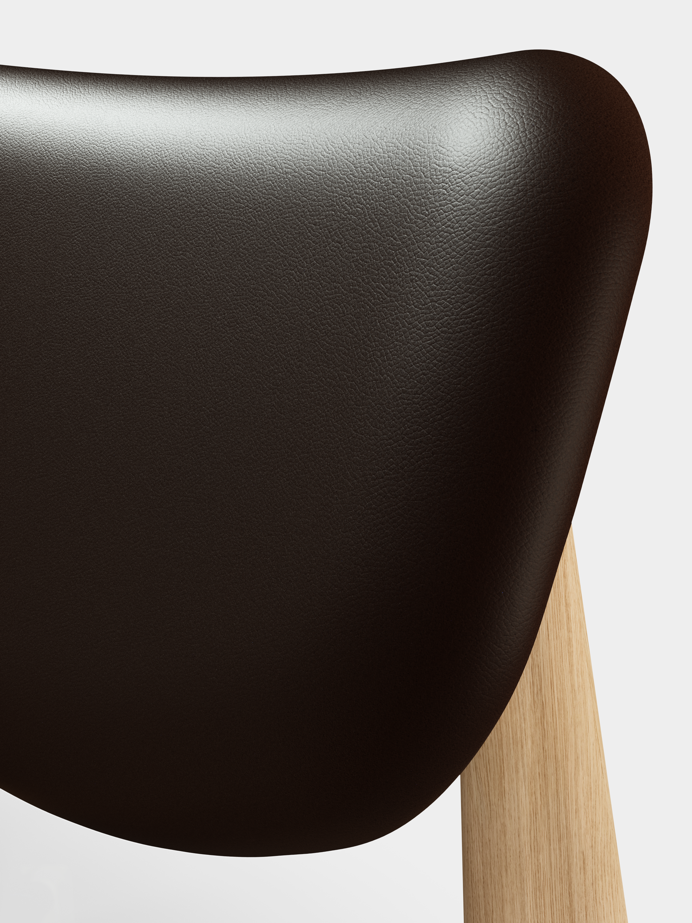 SLAB fauteuil in bruin leer met eiken basis