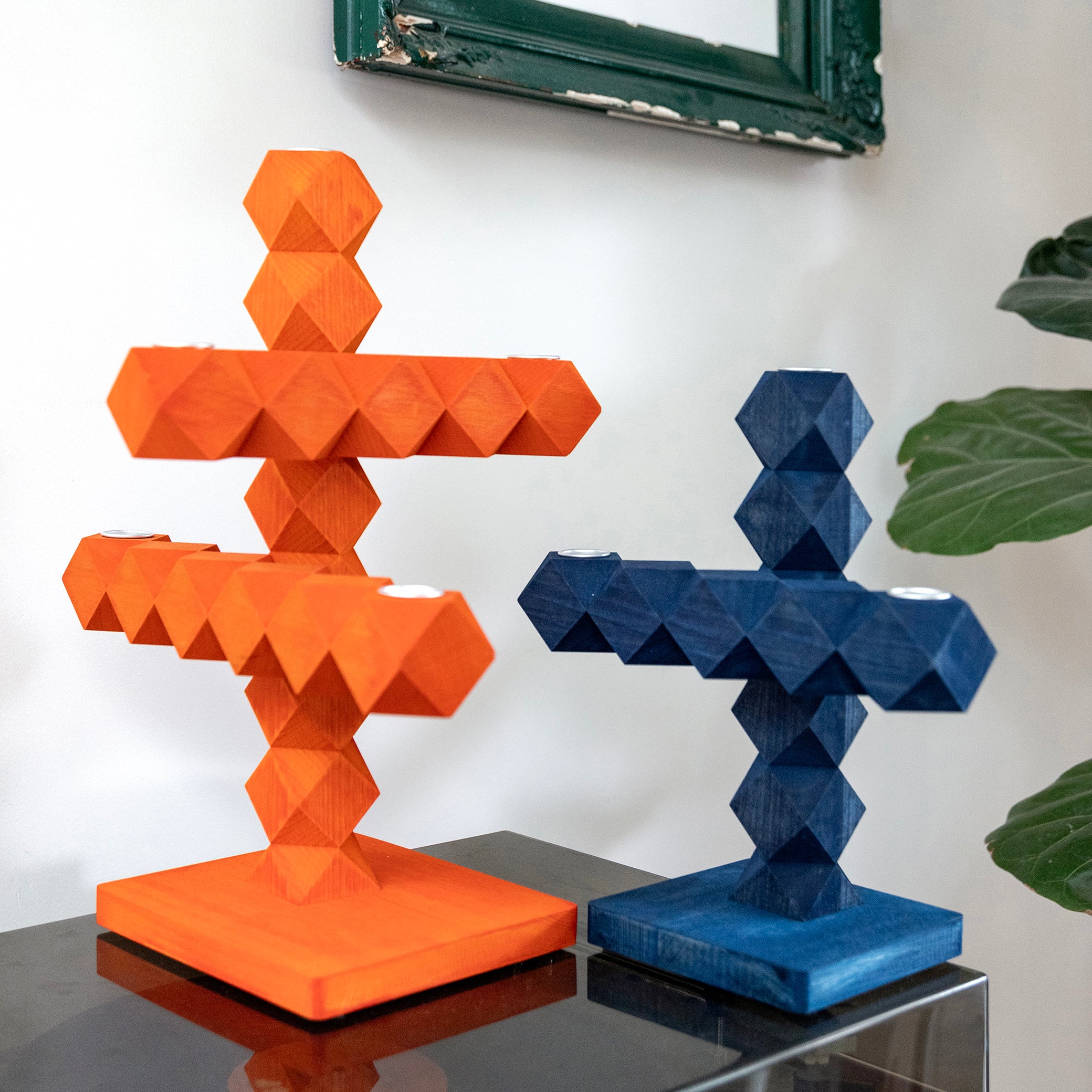 Kaarsenhouder CLEAN CUT oranje