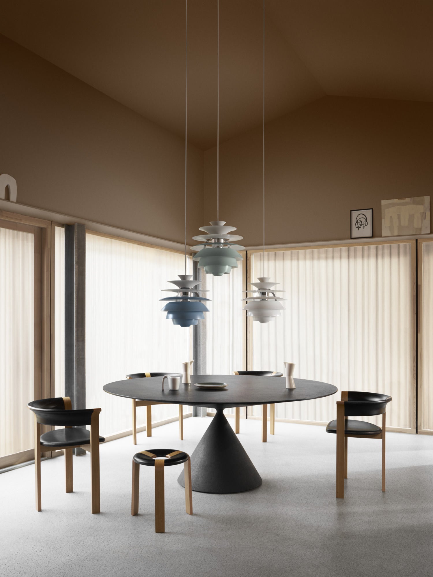 Hanglamp PH SNOWBALL vuilblauw met verchroomde afwerking