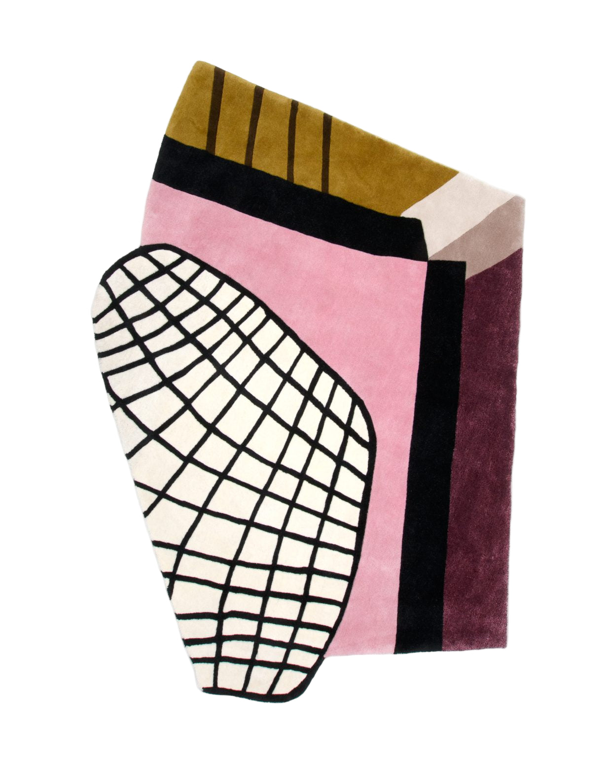 Asymmetrischer dekorativer Teppich STARLINE in Rosa mit Senfgelb