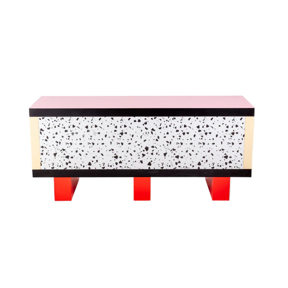 Kommode SUPERCABINET TERRAZZO weiß mit Rosa und Rot