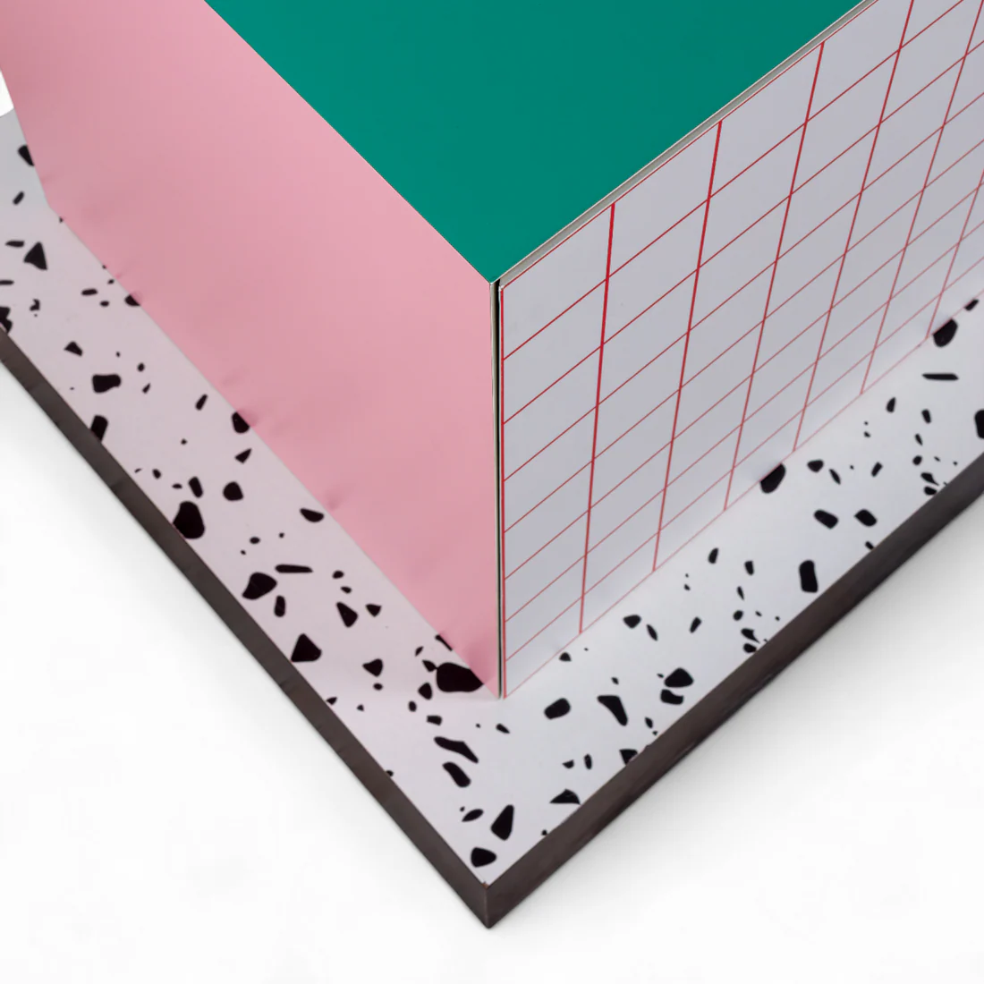 Kast SUPERCABINET RODE RASTER wit met turkoois