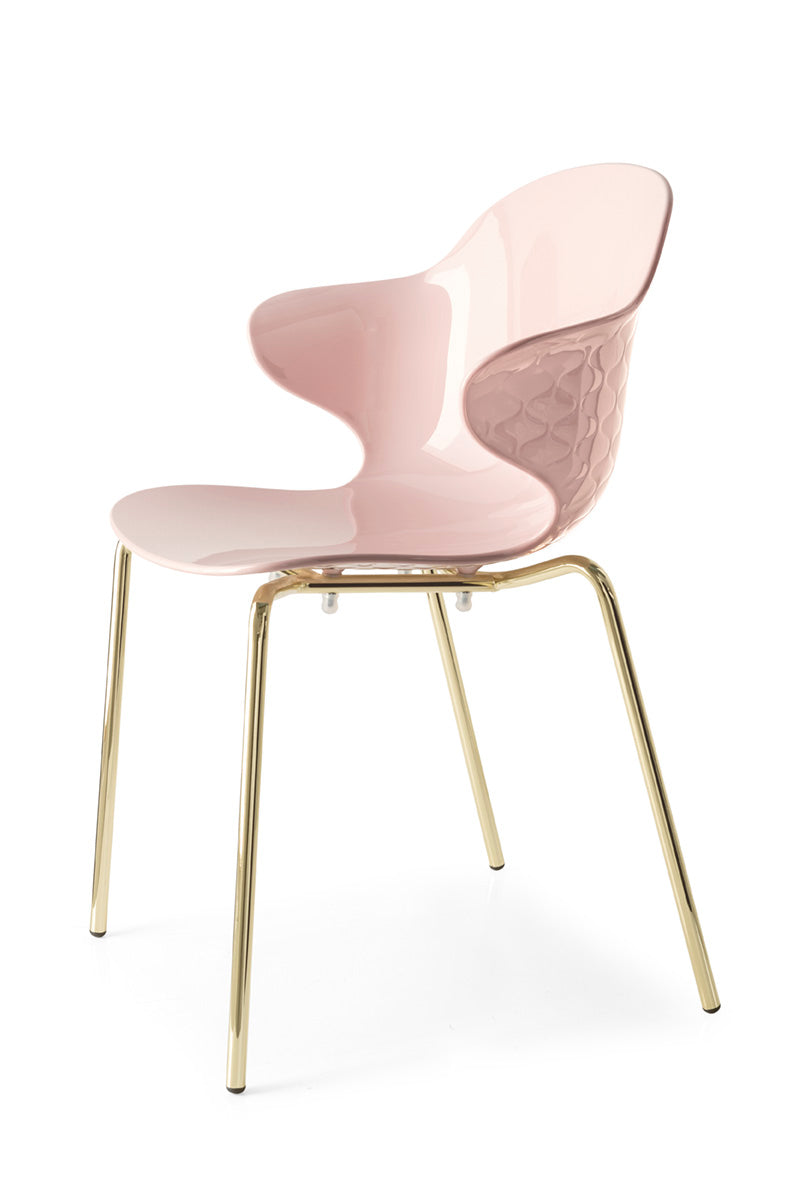 SAINT TROPEZ chair with pink seat and golden metal base
