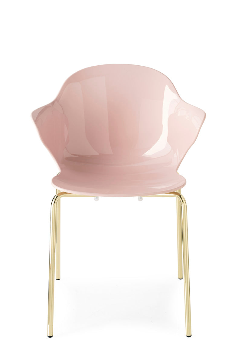 SAINT TROPEZ chair with pink seat and golden metal base