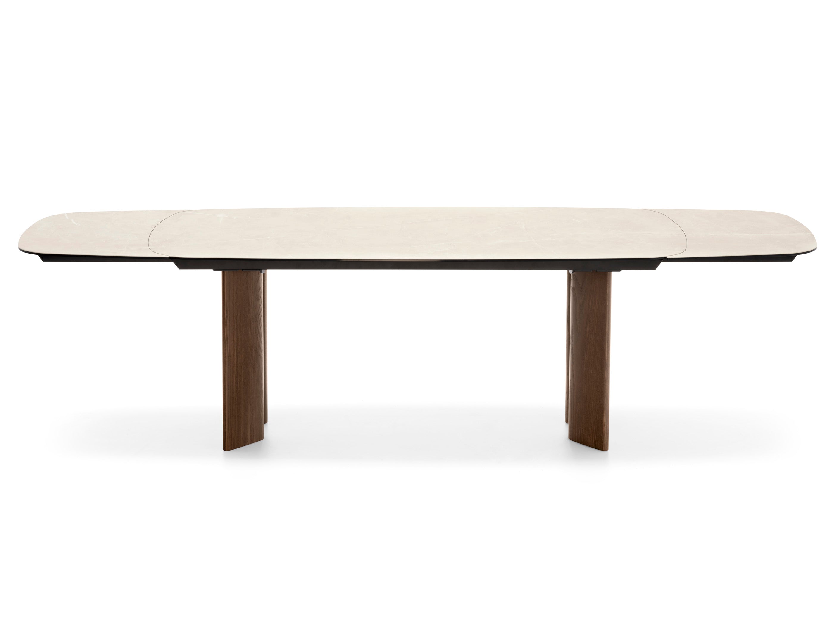 SANDY Extendable Table with Beige Top and Dark Wooden Base