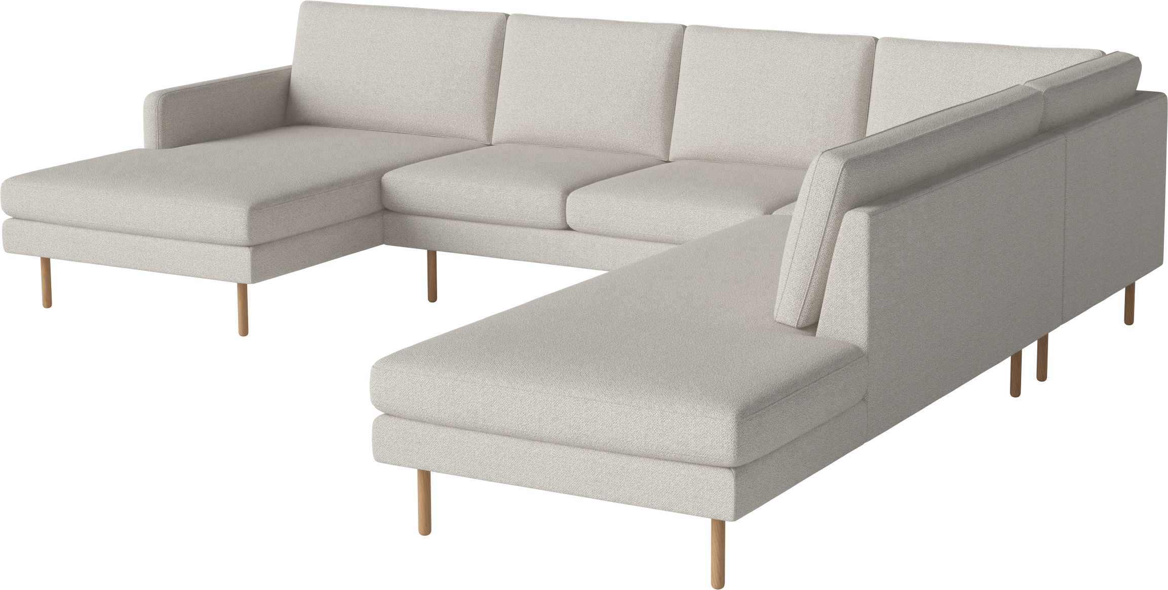 Rechthoekige U-vormige hoekbank rechts SCANDINAVIA REMIX met eiken basis