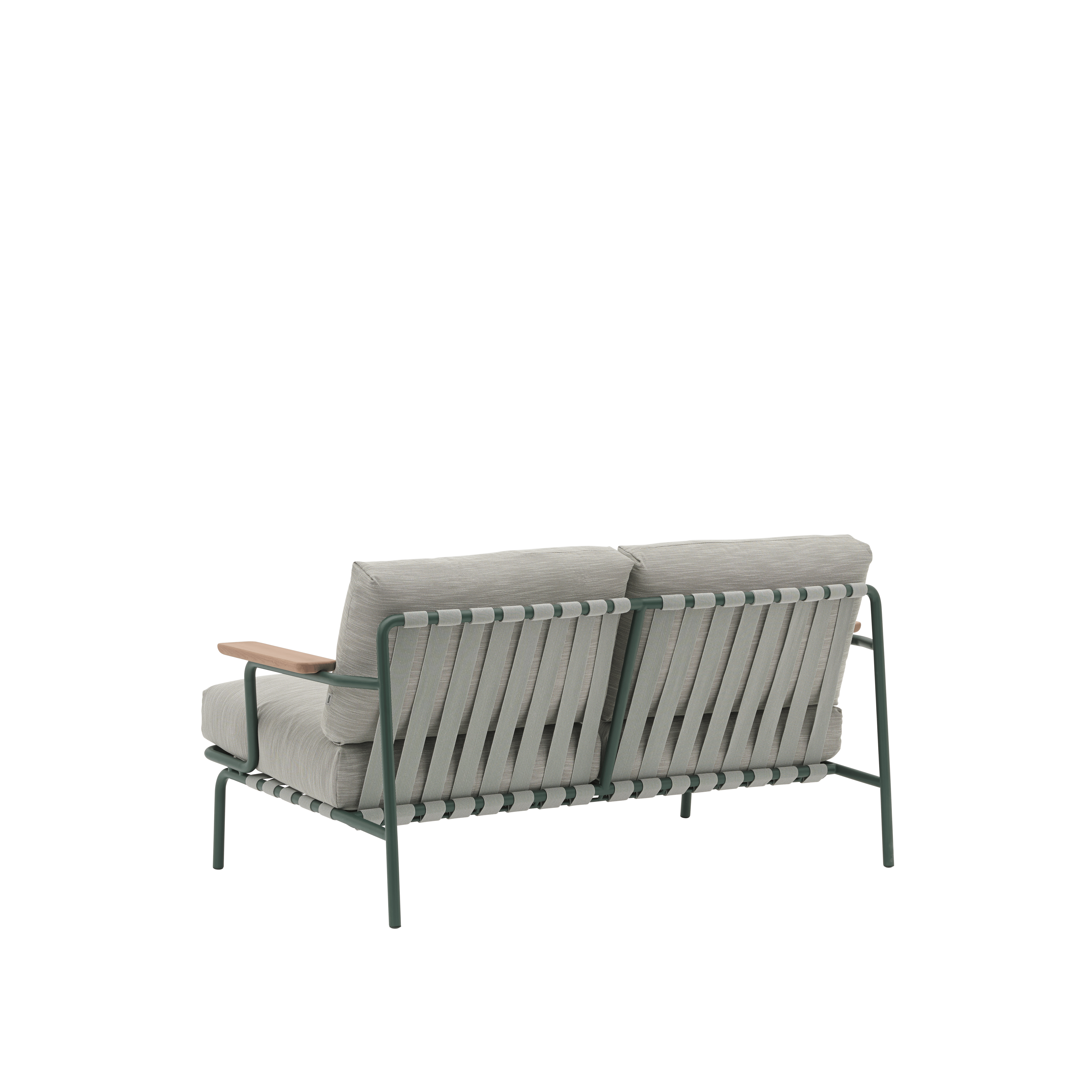 Sofa mit Armlehnen für den Außenbereich 2-sitzig SETTLE grau mit grünem Sockel