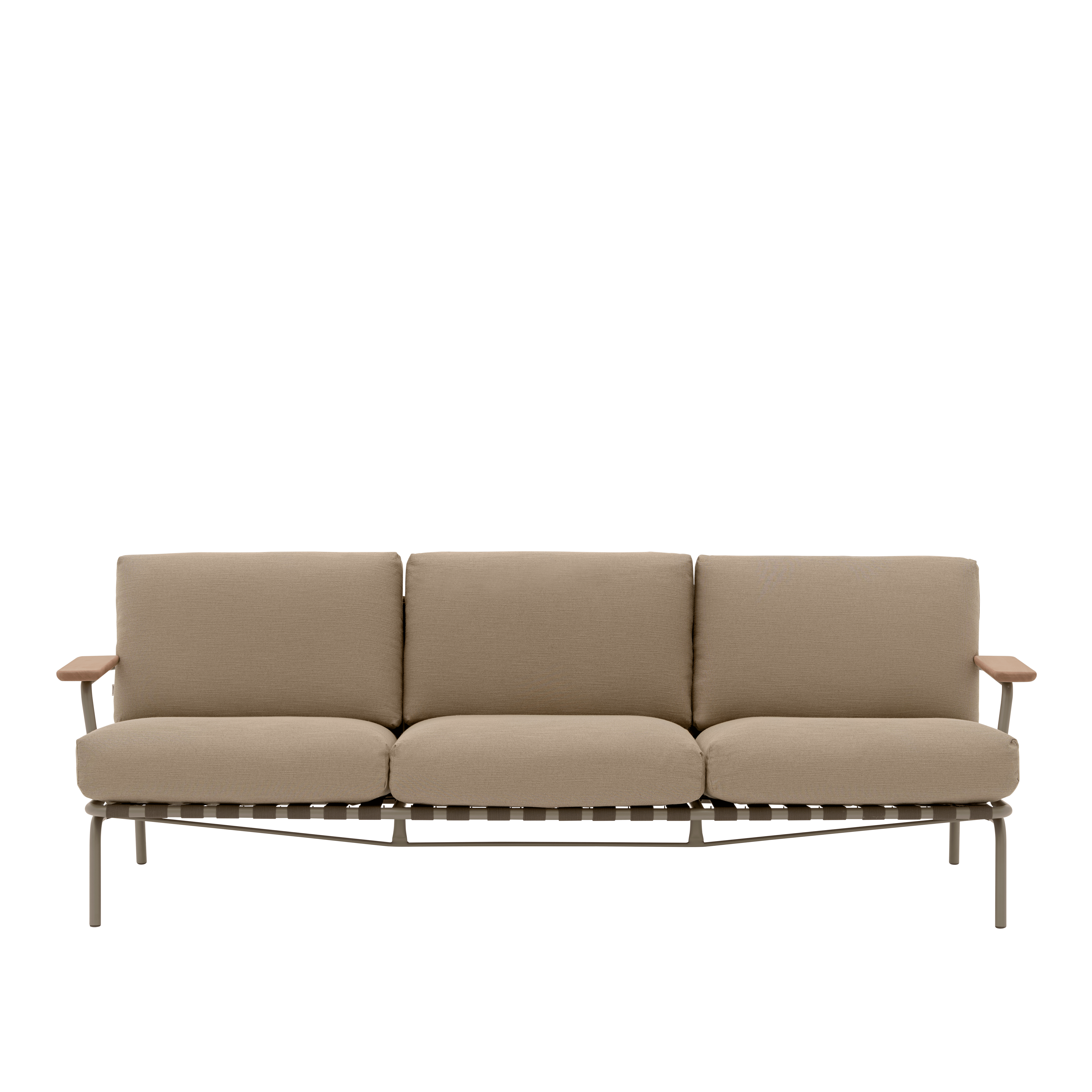 SETTLE 3-Seater Sofa with Armrests, Brown with Taupe Base
