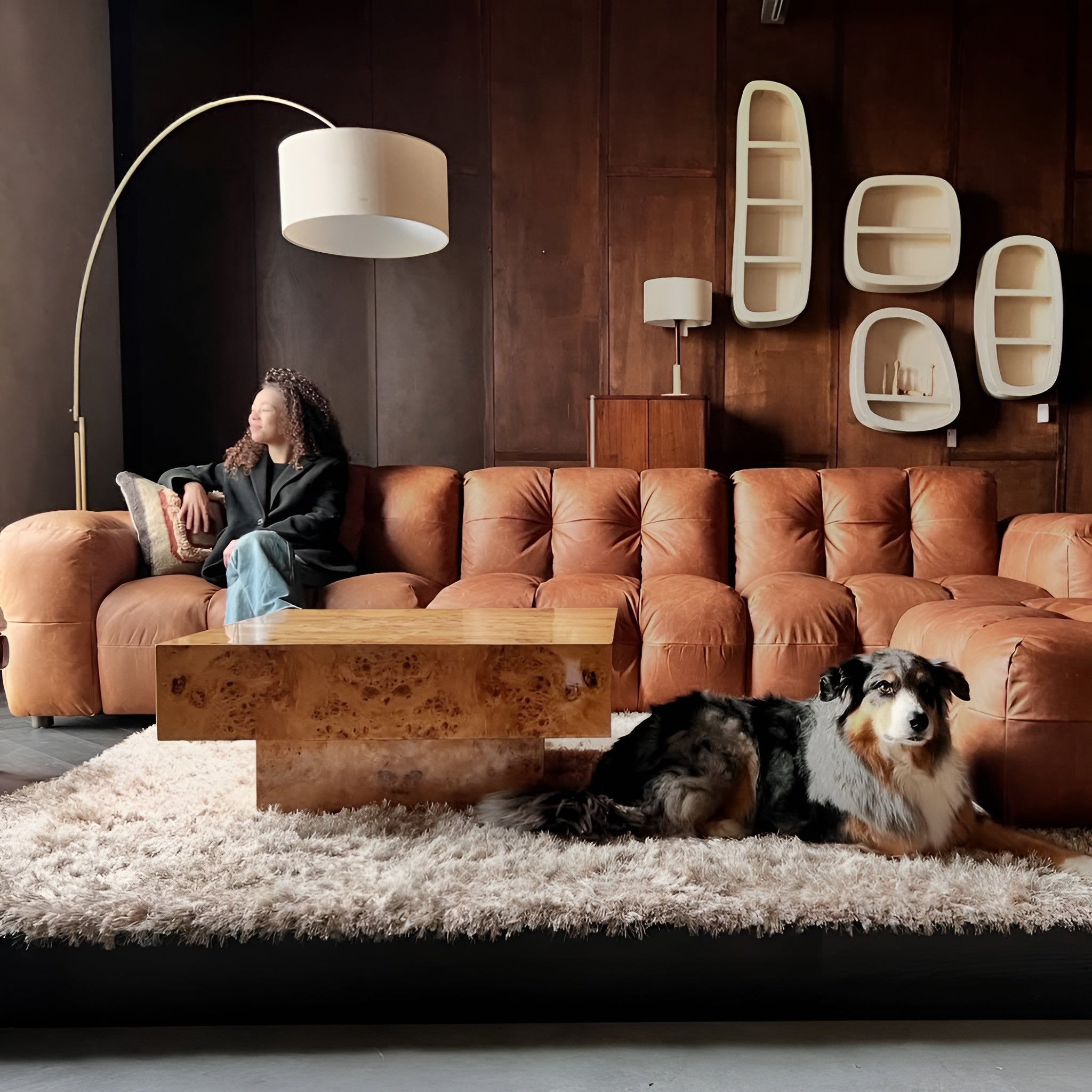 Sofa 4,5-sitzige HACKMAN cognac Leder