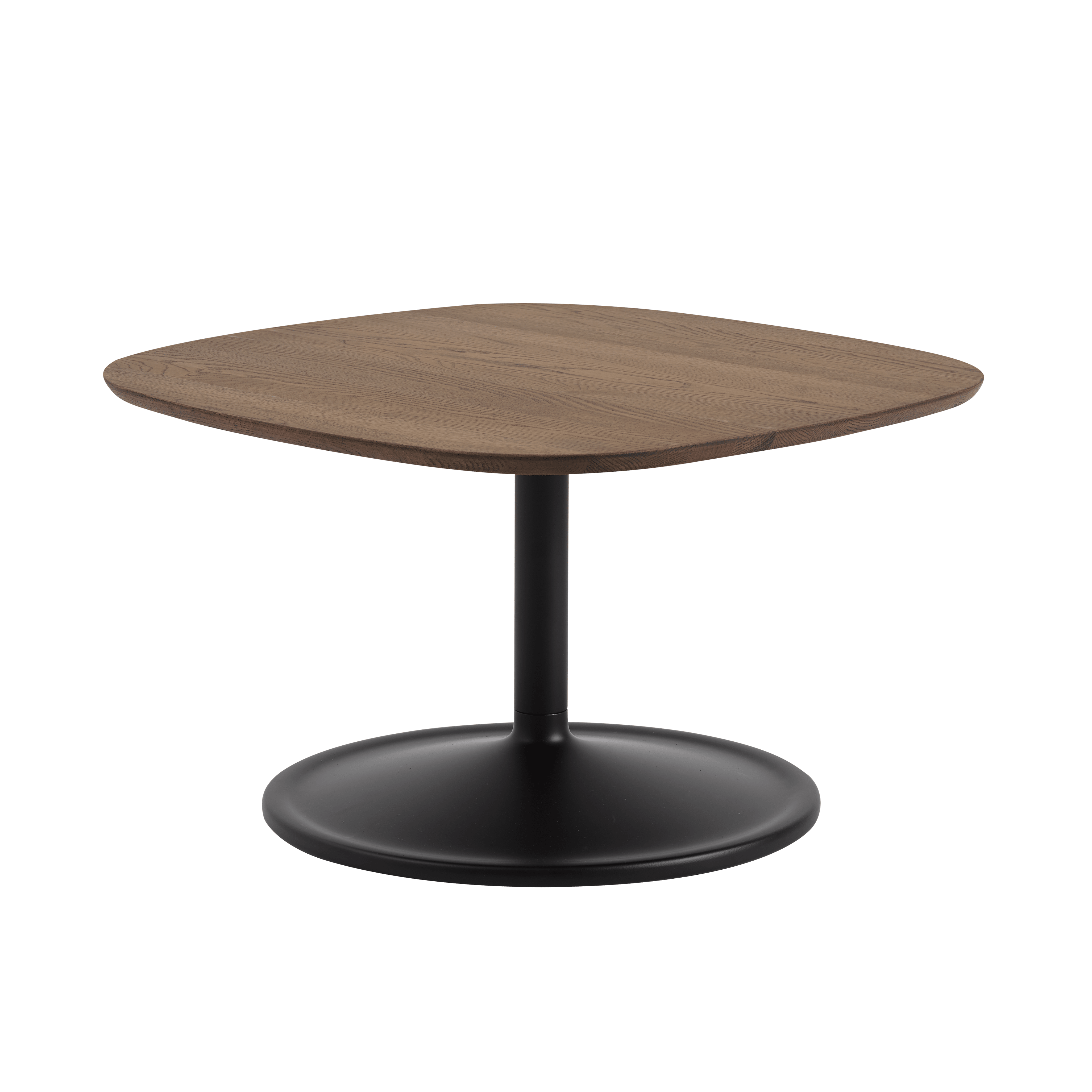 Vierkante salontafel SOFT donker eikenhout met zwarte basis