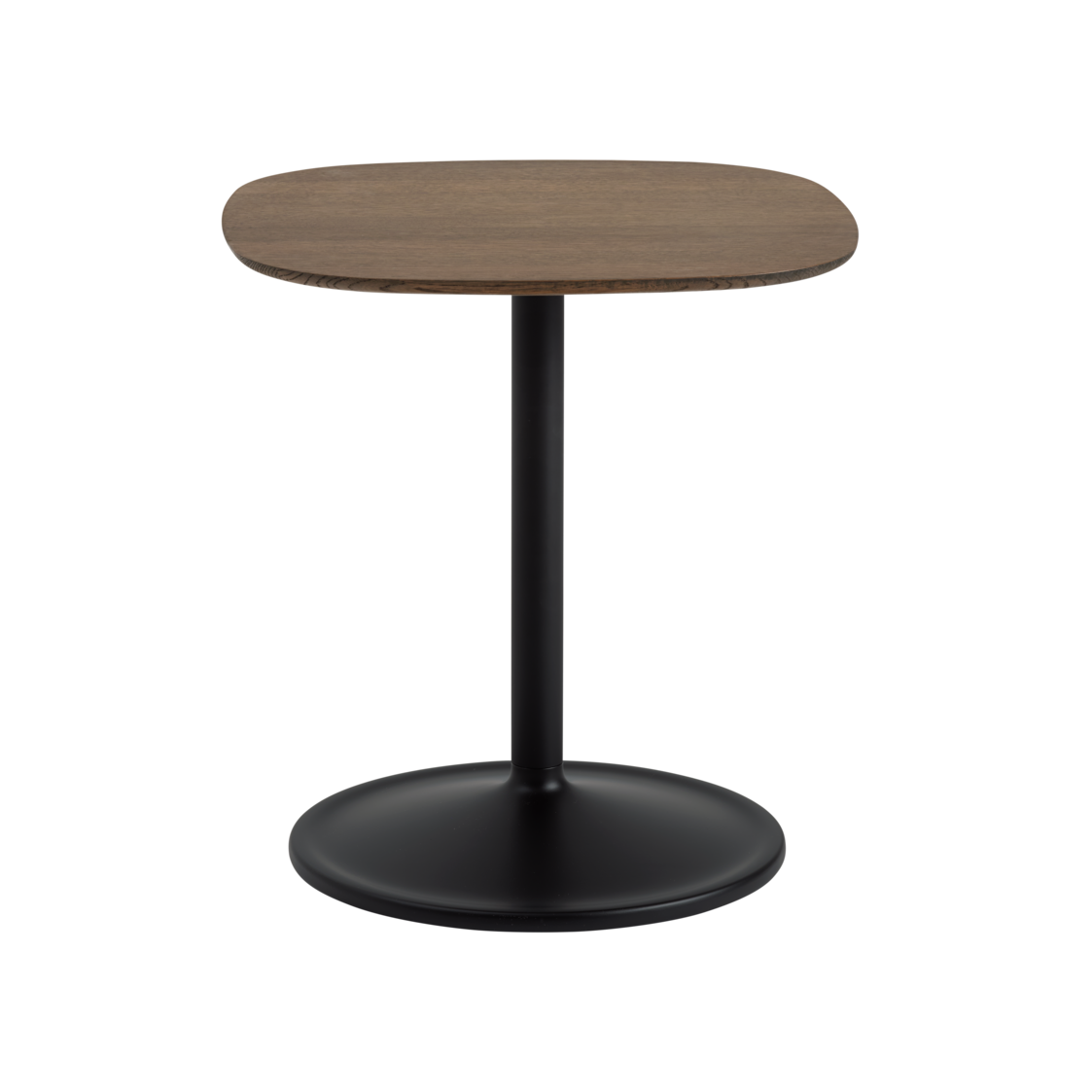 Vierkante zijtafel SOFT donker eikenhout met zwarte basis