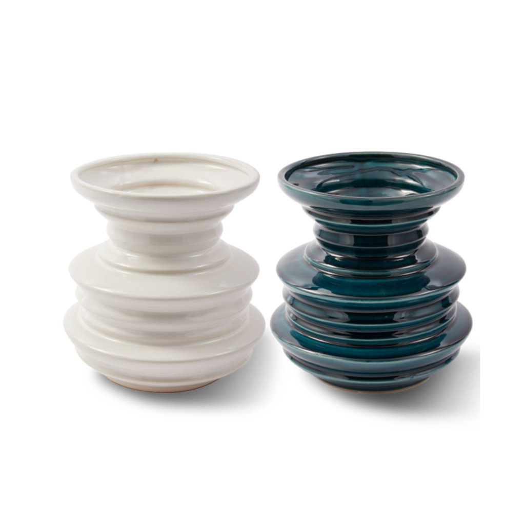 STACKED PLATES Vase dunkelgrün