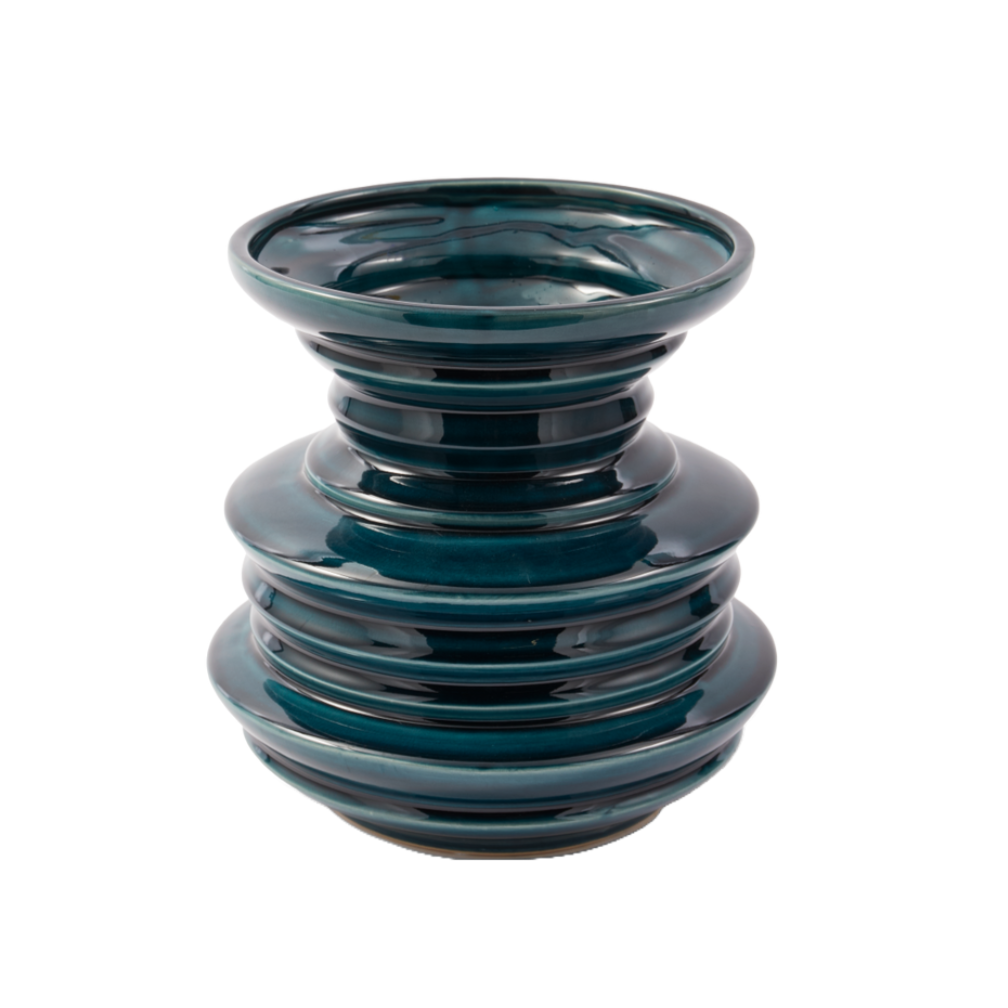 STACKED PLATES Vase dunkelgrün