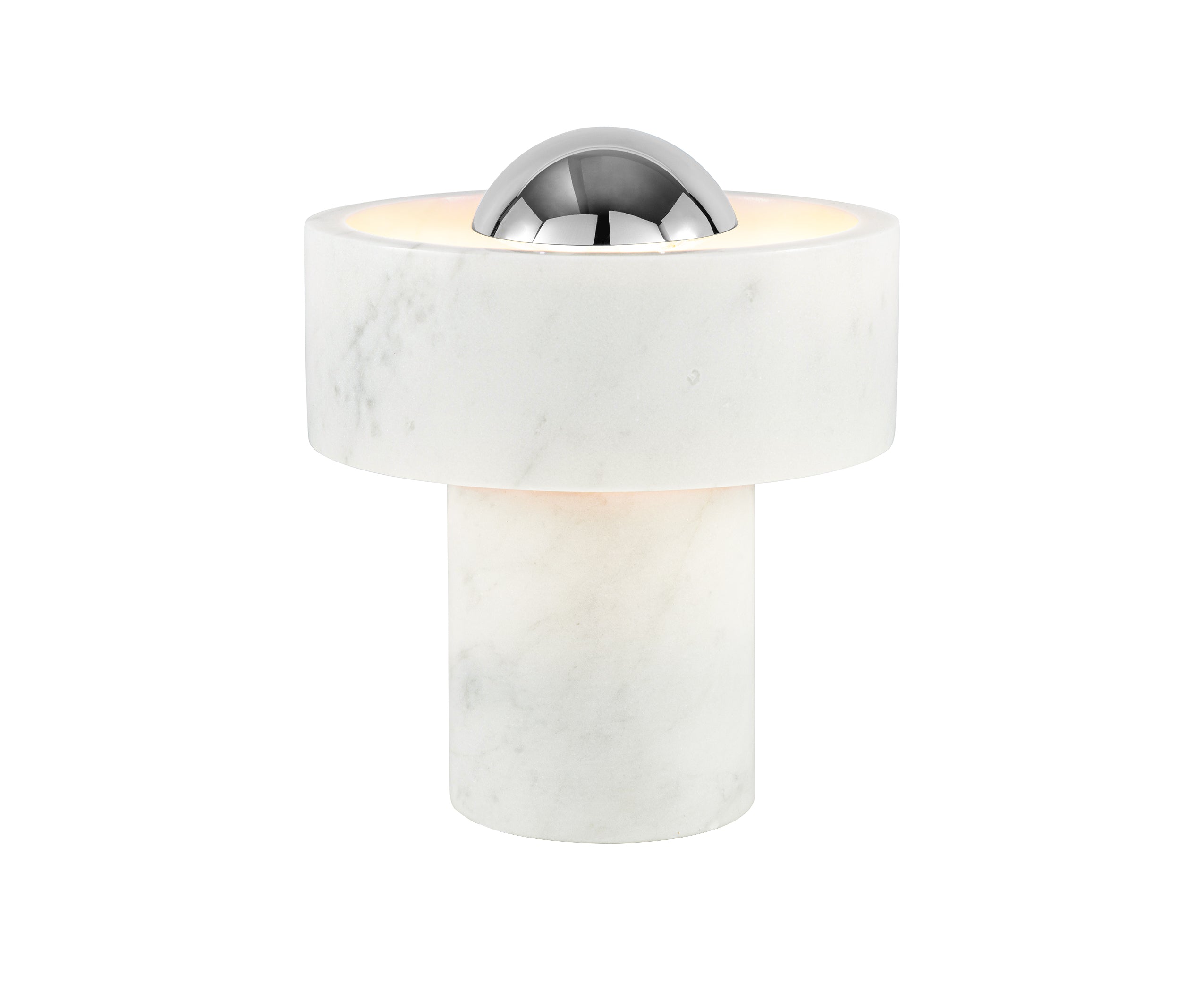 Portable lamp stone marble with silver finish